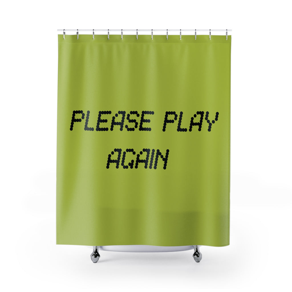 Retro Gaming Shower Curtain | Please Play Again Decor, Bathroom Accessory, Gamer Gift, Fun Home Décor, Unique Bathroom Art
