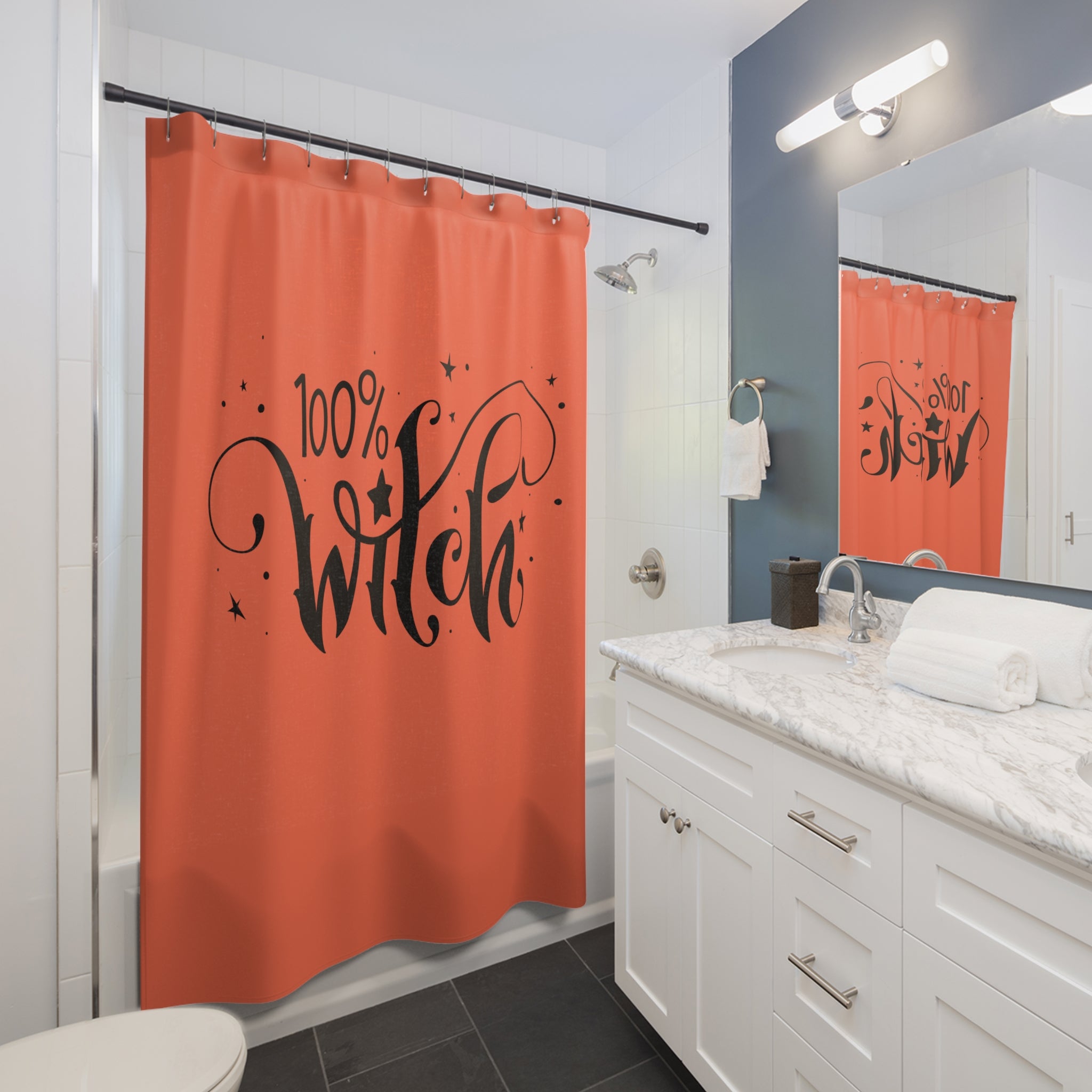 100% Witch Shower Curtain | Halloween Decor, Witchy Bathroom, Spooky Shower, Gift for Witches, Boho Home Accents