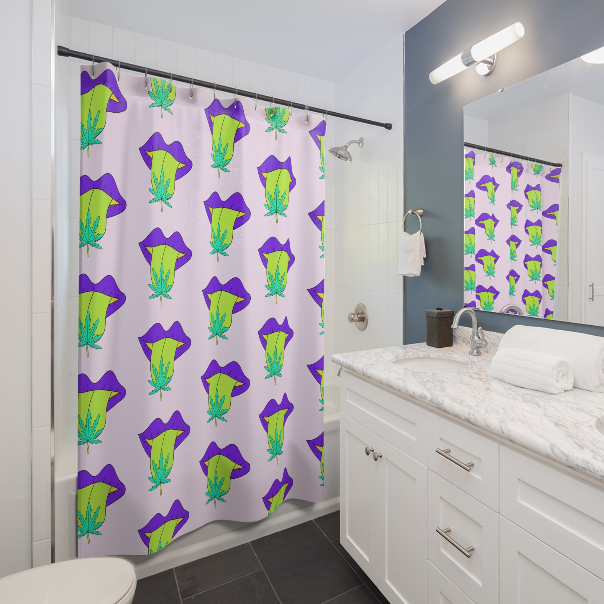 Colorful Funky Shower Curtain, Unique Boho Bathroom Decor, Vivid Plant Print, Vibrant Art for Home, Fun Gift for Art Lovers