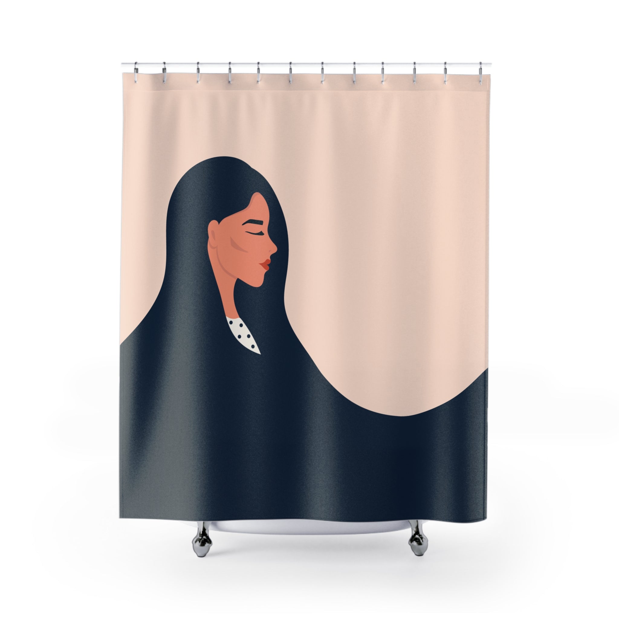 Elegant Minimalist Woman Shower Curtain, Stylish Bathroom Decor, Modern Home Accessory, Gift for Her, Boho Chic Design