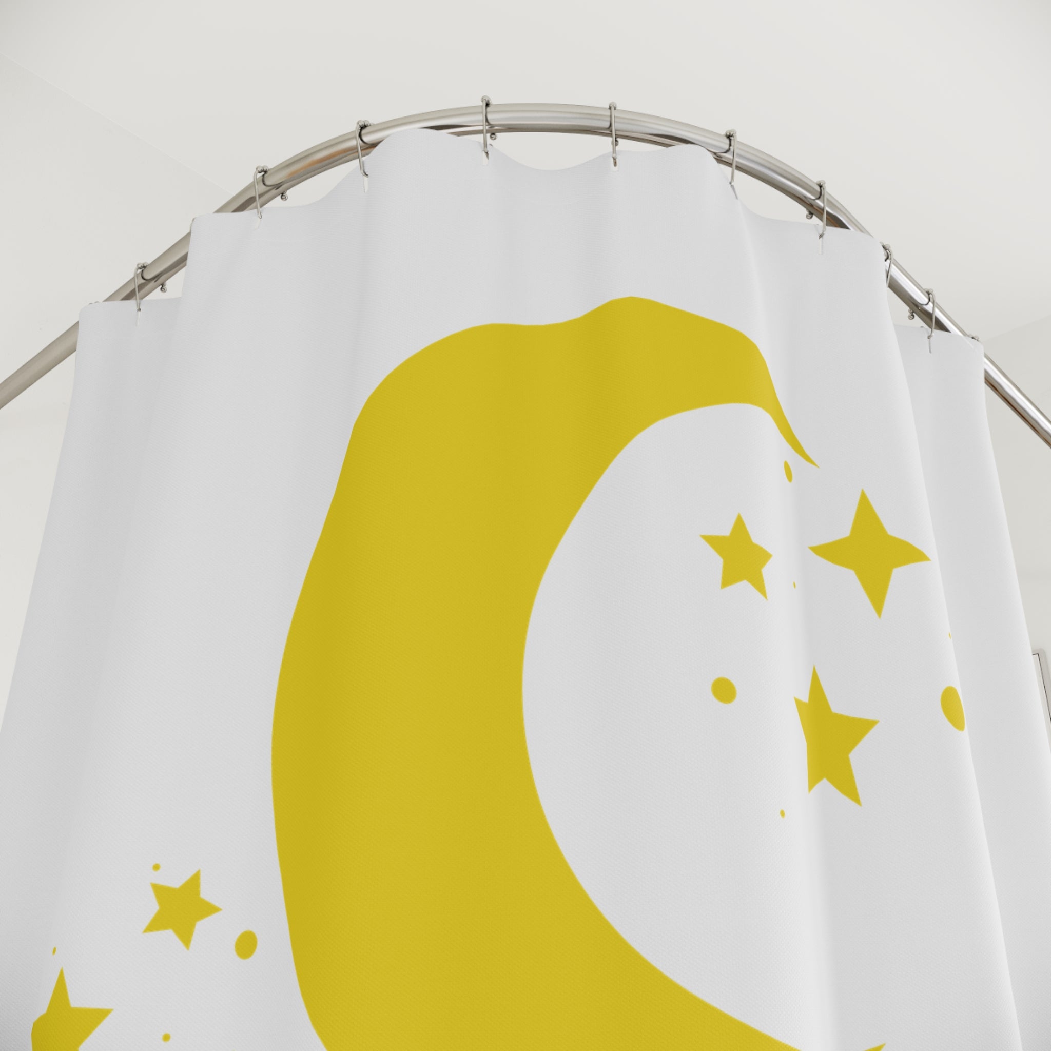 Celestial Moon & Stars on Off White Shower Curtain