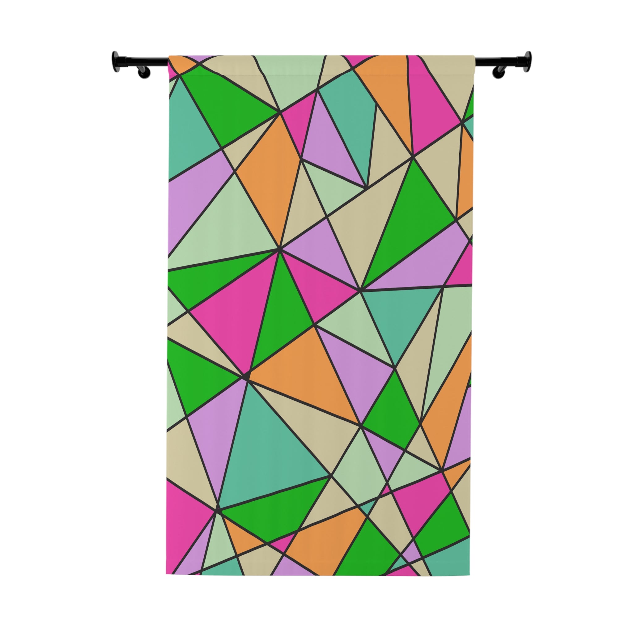 Stained Glasish Green Pattern Blackout Window Curtain