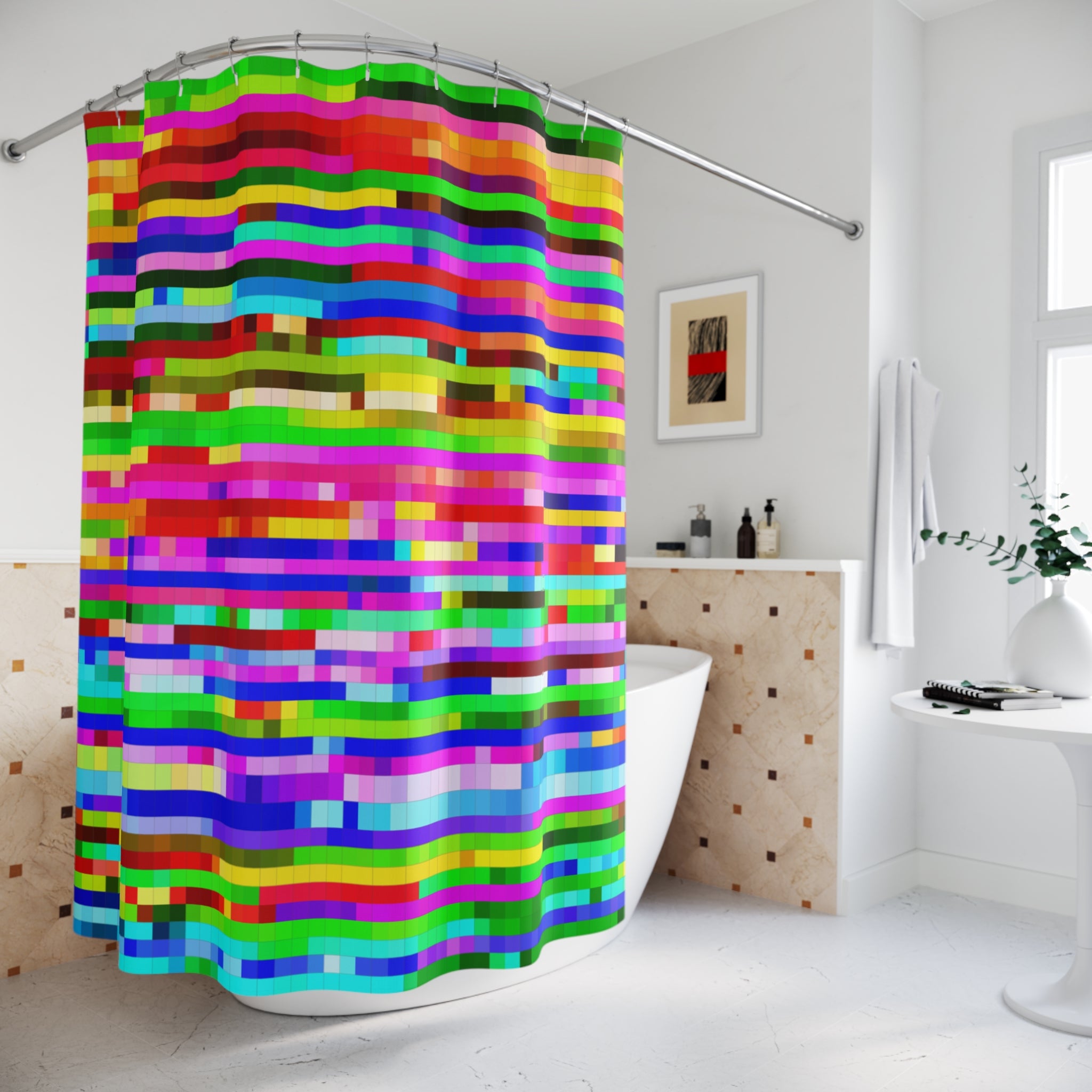Vintage Television Pixels Shower Curtain