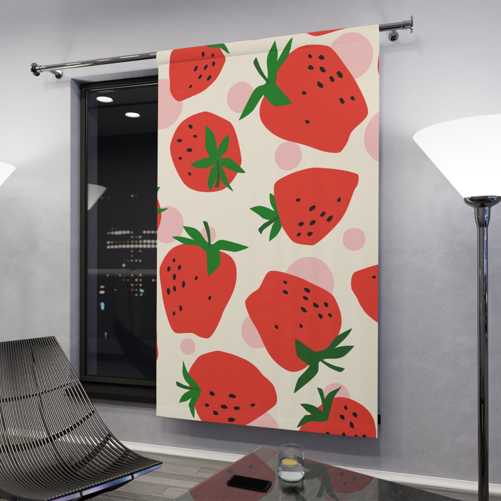 Strawberry Day Black Out Window Curtain