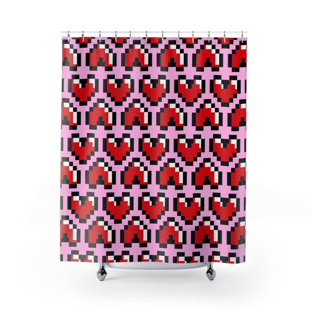 Pixel Gamer Heart Shower Curtain
