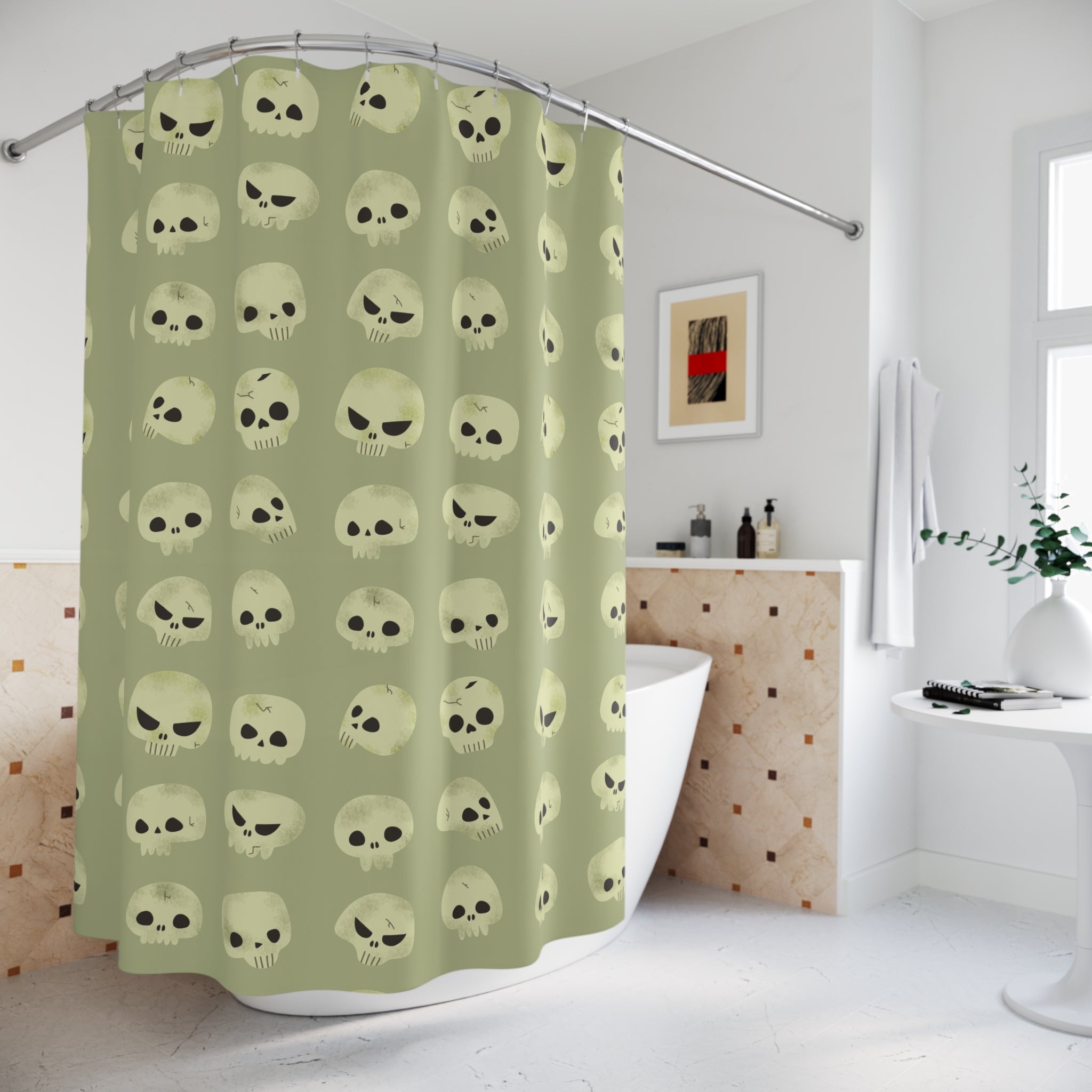 Gothic Skull Shower Curtain, Halloween Decor, Edgy Bathroom Accessories, Horror Themed Shower Curtain, Unique Gift for Spooky Lovers