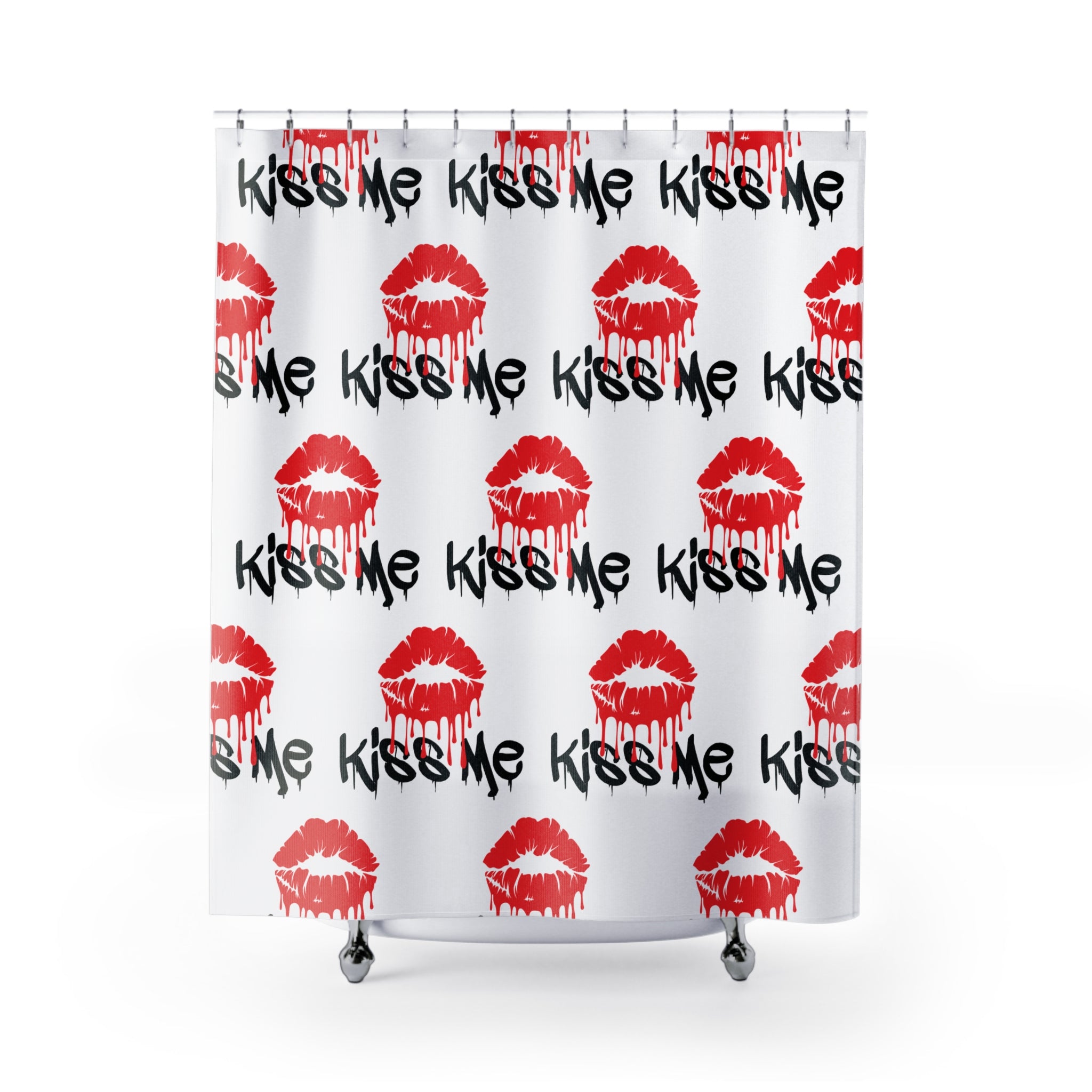 Bold Kiss Me Patterned Lips Shower Curtain