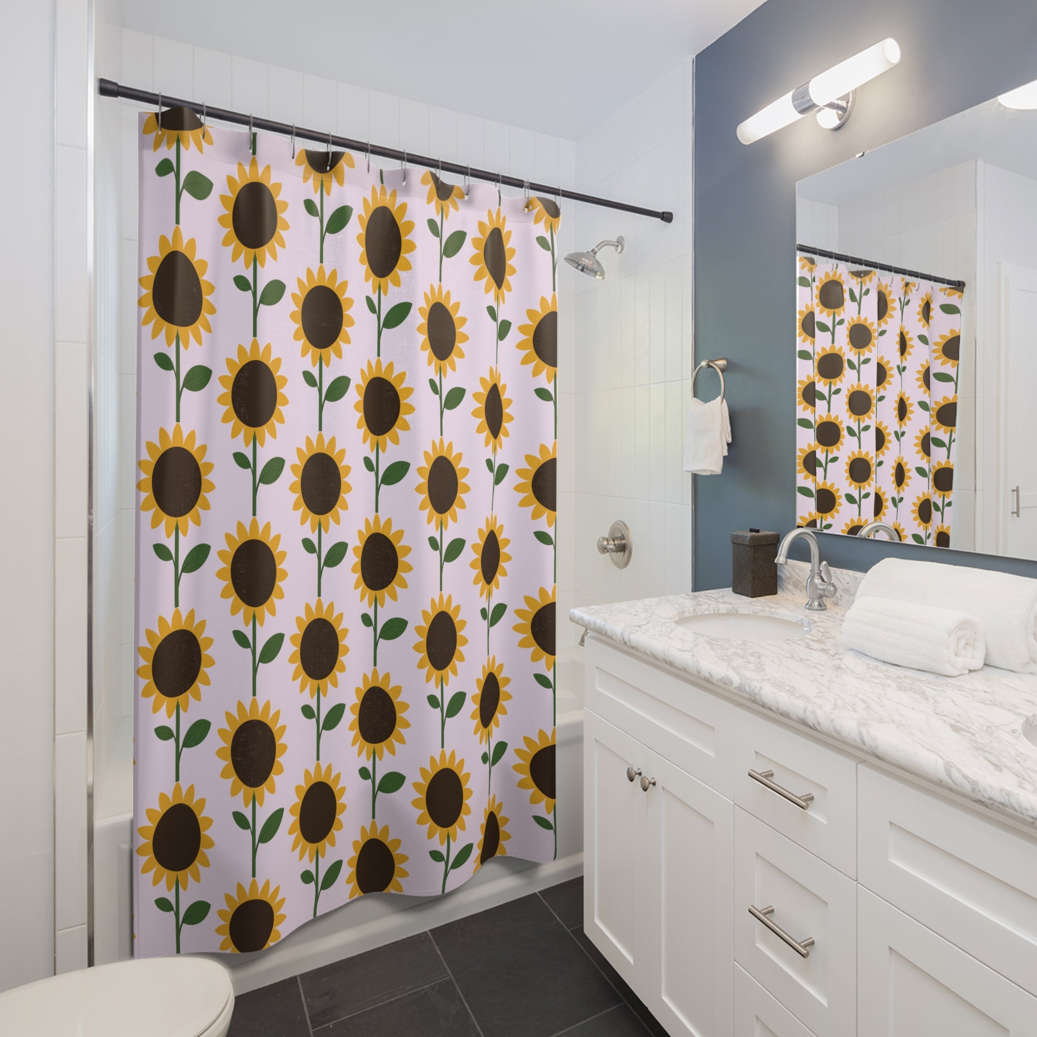 Sunflower Shower Curtain, Floral Bathroom Decor, Sunshine Home Accessories, Happy Vibes Shower Decor, Summer Wedding Gift