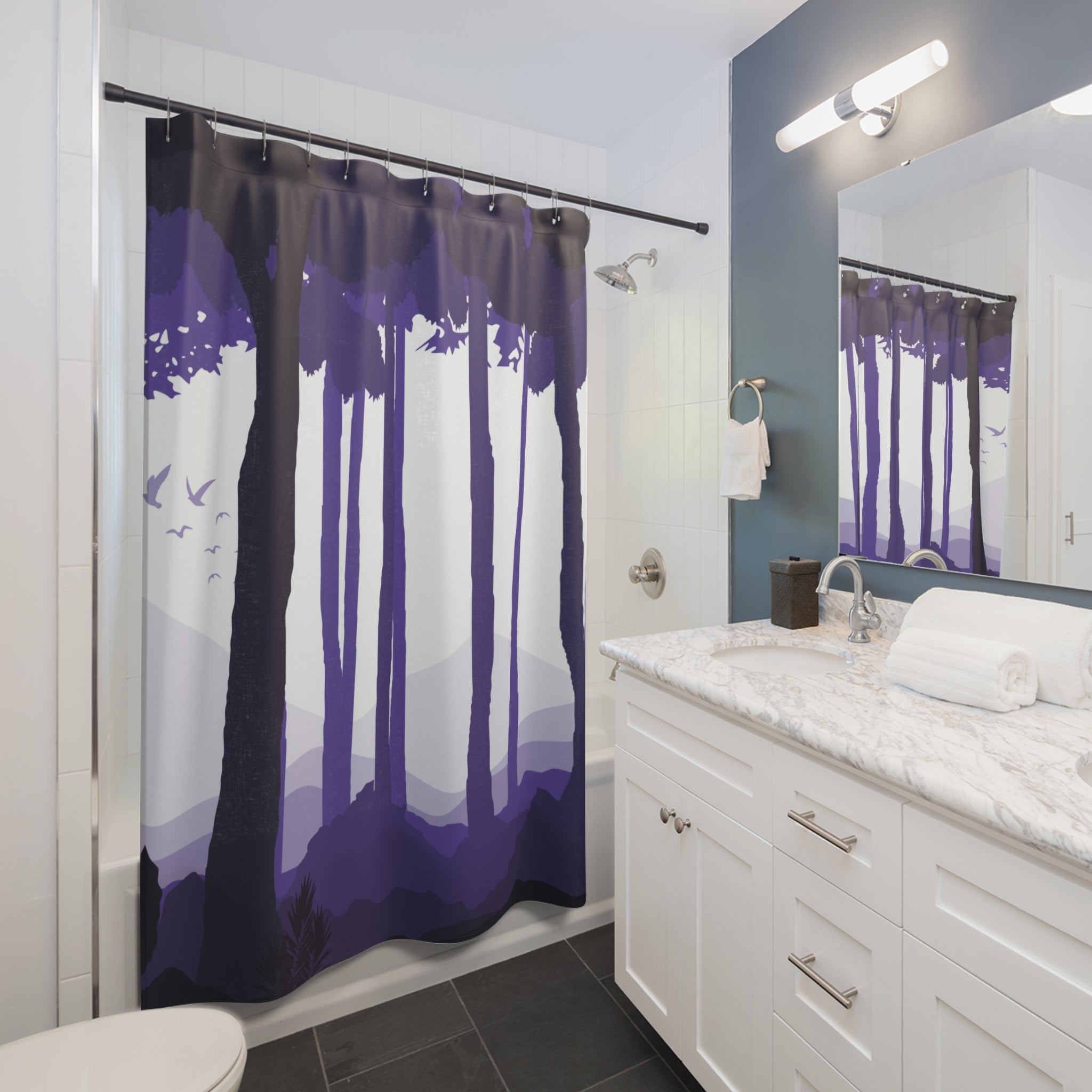 Mystical Forest Shower Curtain, Bathroom Decor, Nature Theme, Gift for Nature Lovers, Home Spa, Wall Art
