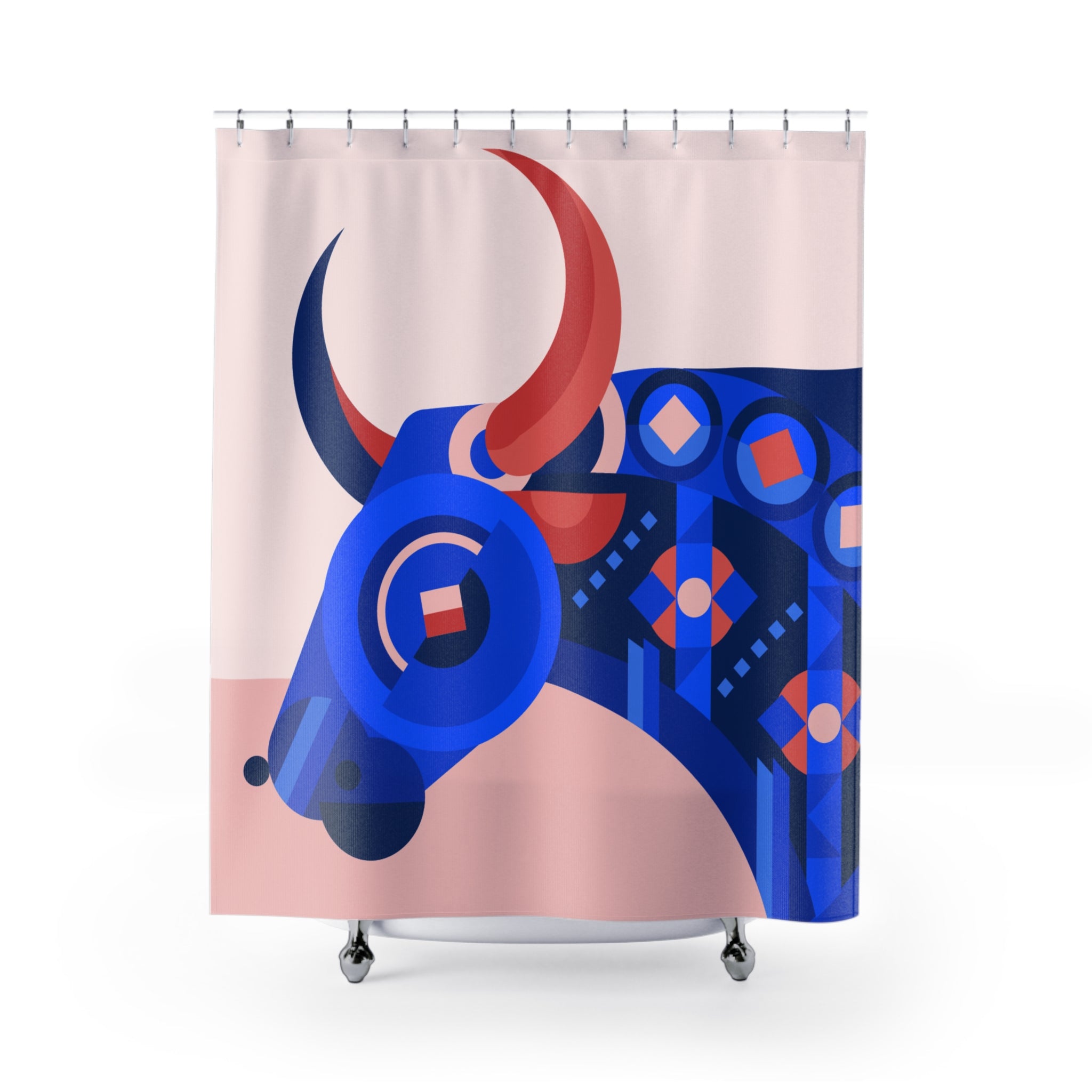 Colorful Bull Shower Curtain, Boho Home Decor, Bathroom Accessory, Unique Gift Idea, Farmhouse Style