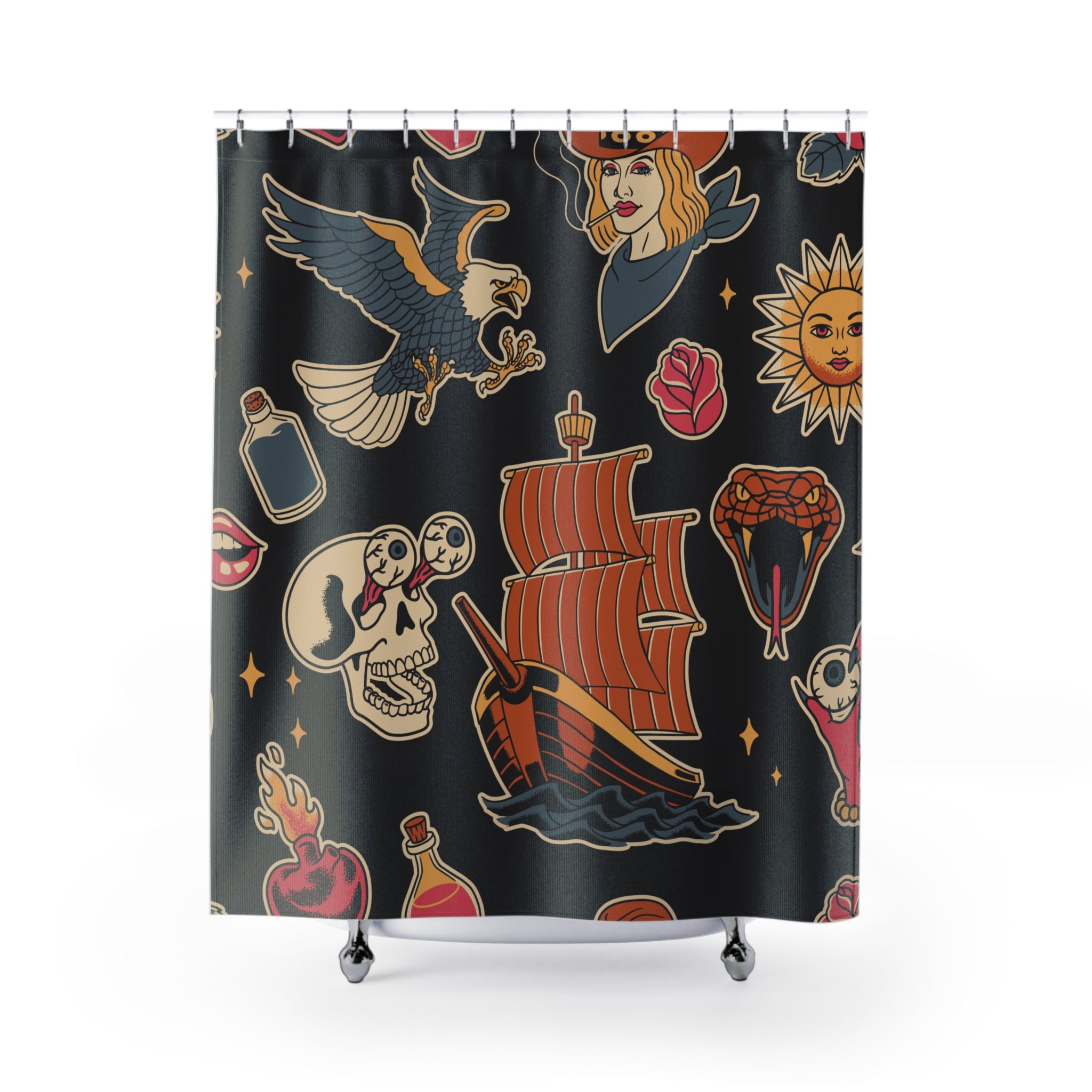 Bad Boys Love Bad Girls Tattoo Shower Curtain