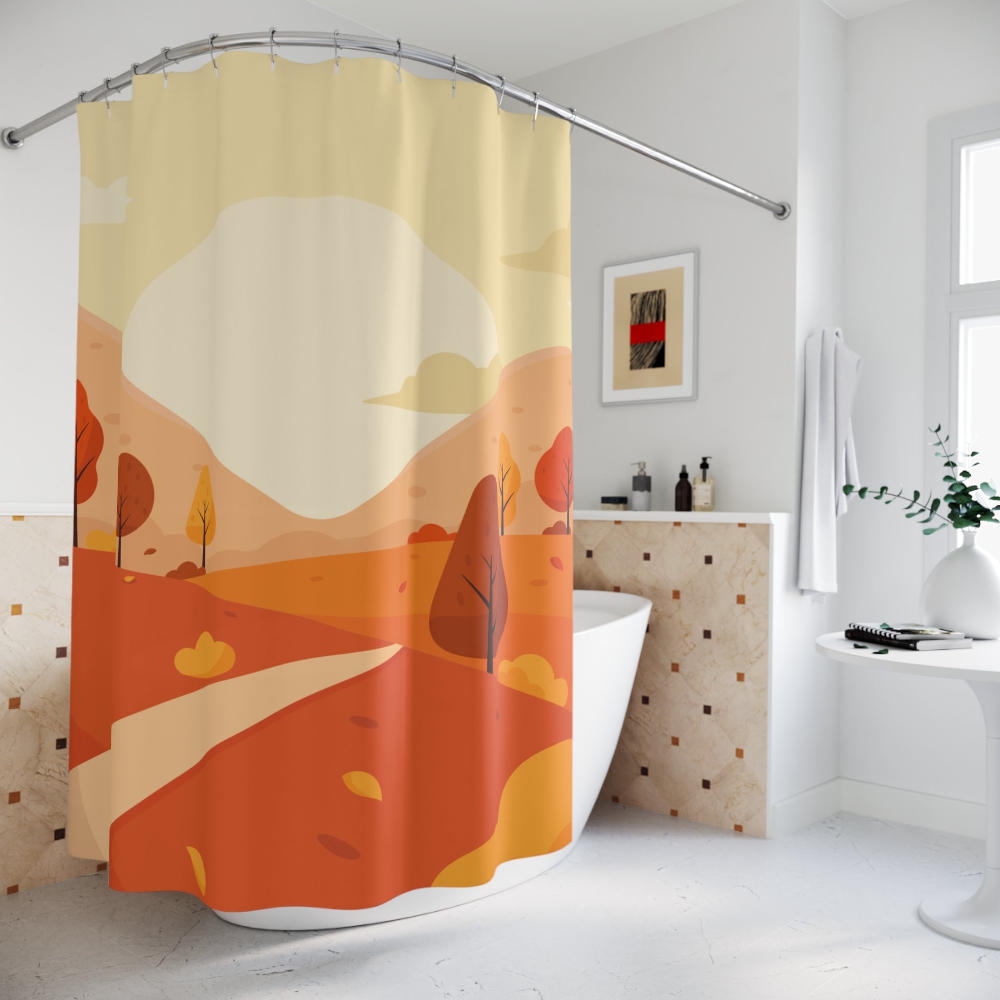 Autumn Scenic Shower Curtains, Cozy Bathroom Decor, Fall Home Accessories, Nature-Inspired Gifts, Seasonal Bathroom