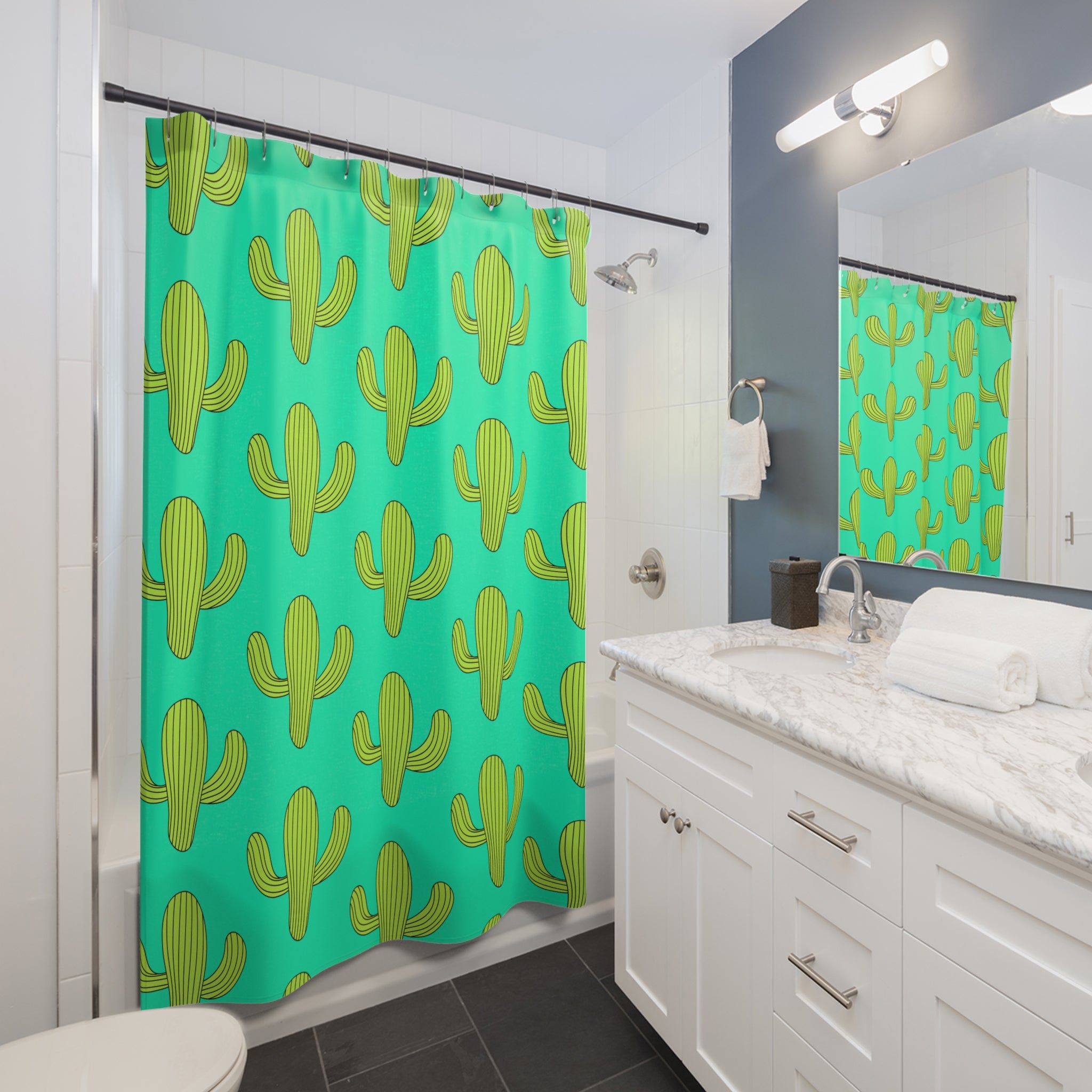 Vibrant Cactus Shower Curtain with Bold Colors, Bohemian Bathroom Decor, Unique Gift for Home, Summer Vibe, Fun Bathroom Accessories