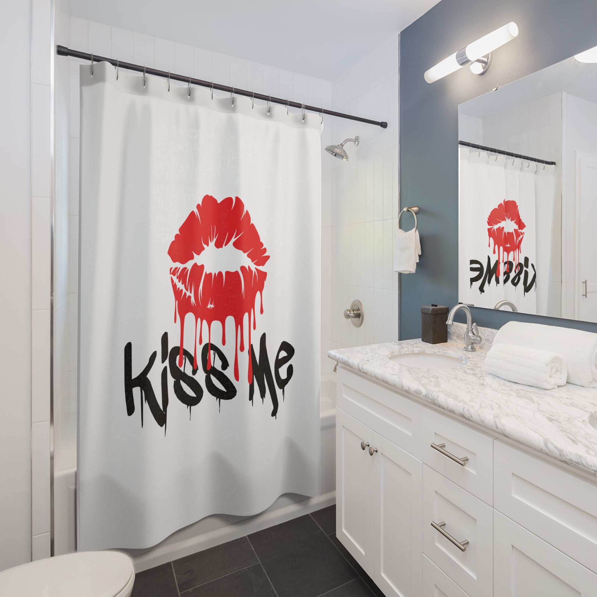 Chic Kiss Me Dripping Lips Shower Curtain