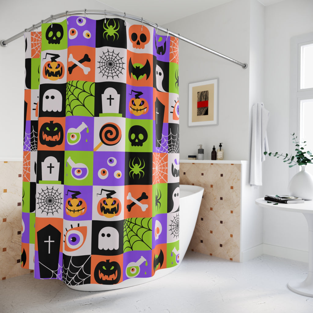 Halloween Shower Curtain, Spooky Bathroom Decor, Trick or Treat Theme, Halloween Party, Unique Home Accent