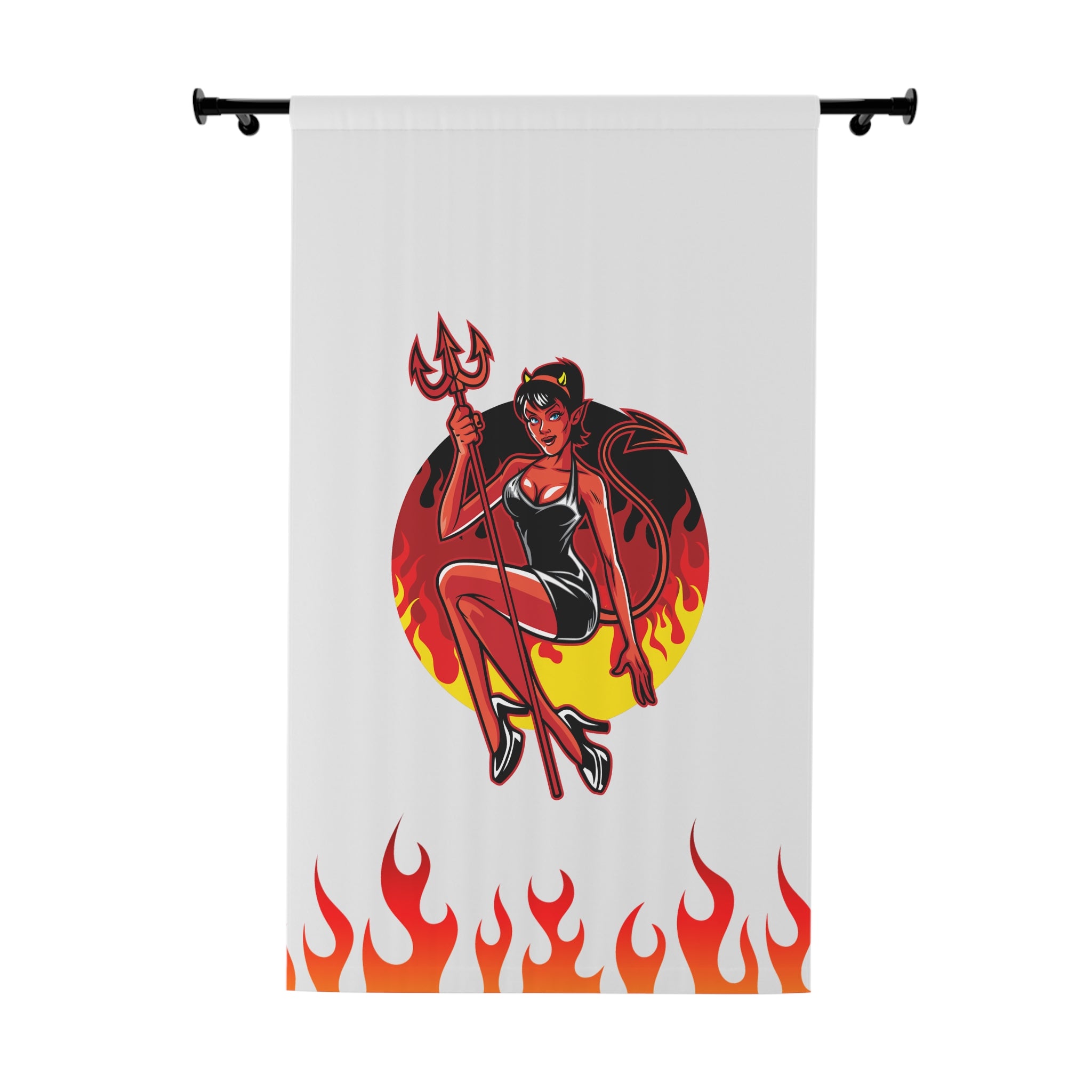 Flaming Sexy Devil Blackout Window Curtain
