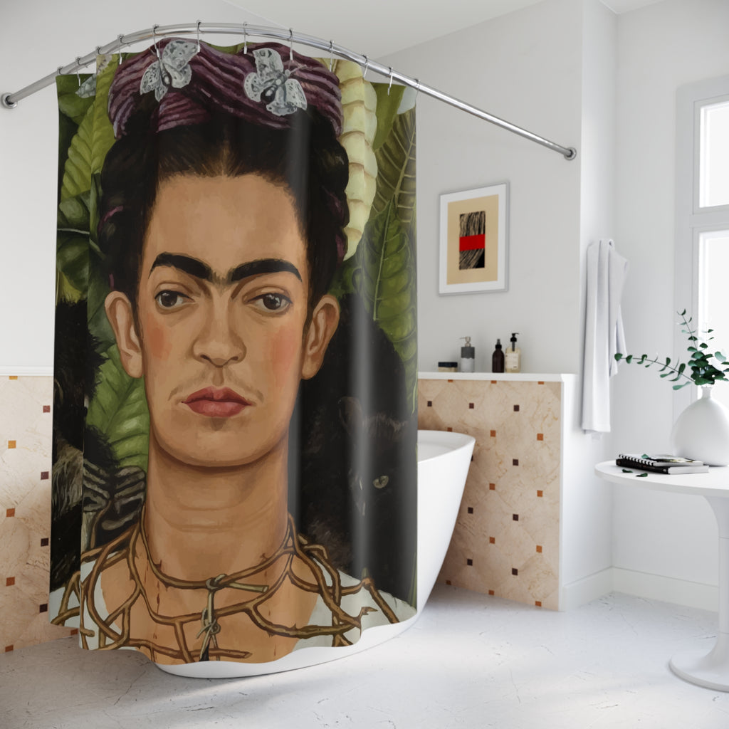 Frida Kahlo-Inspired Shower Curtain, Artistic Home Decor, Boho Bathroom Accent, Gift for Art Lovers, Unique Bath Accessory