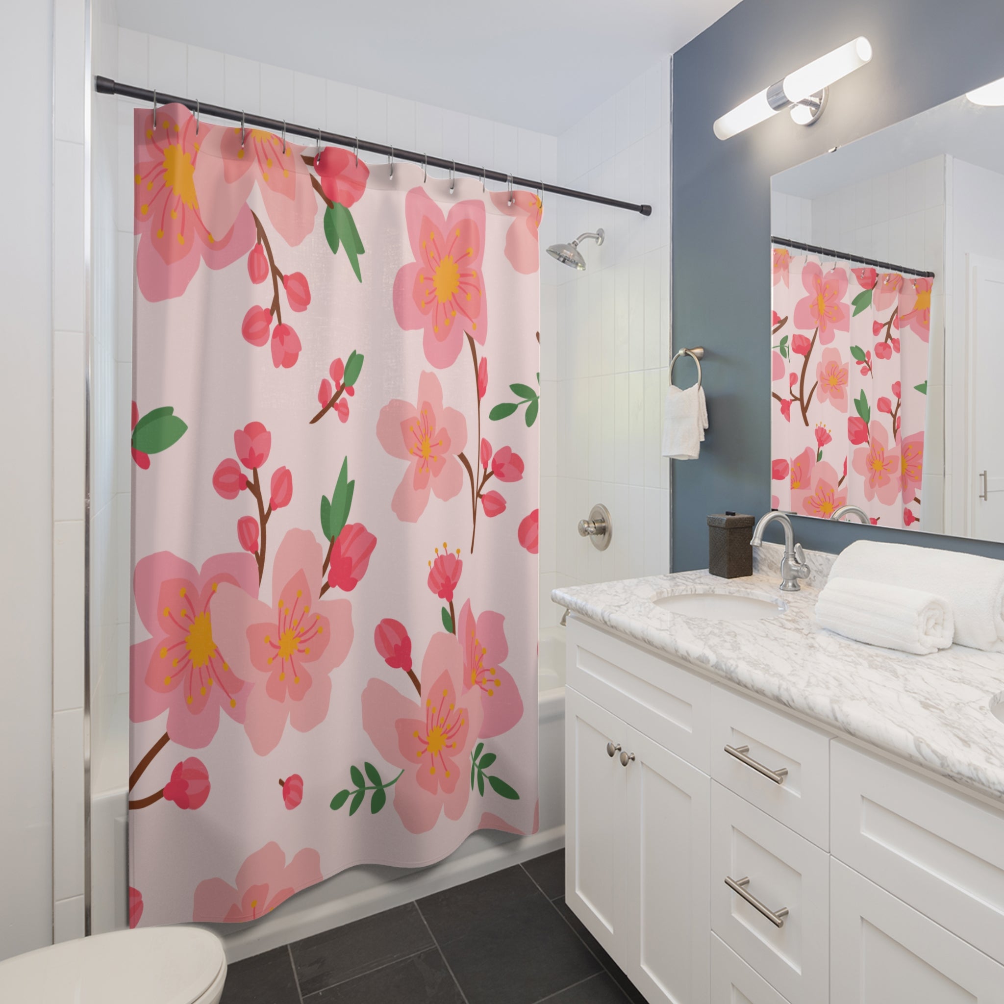 Plum Blossom Floral Shower Curtain