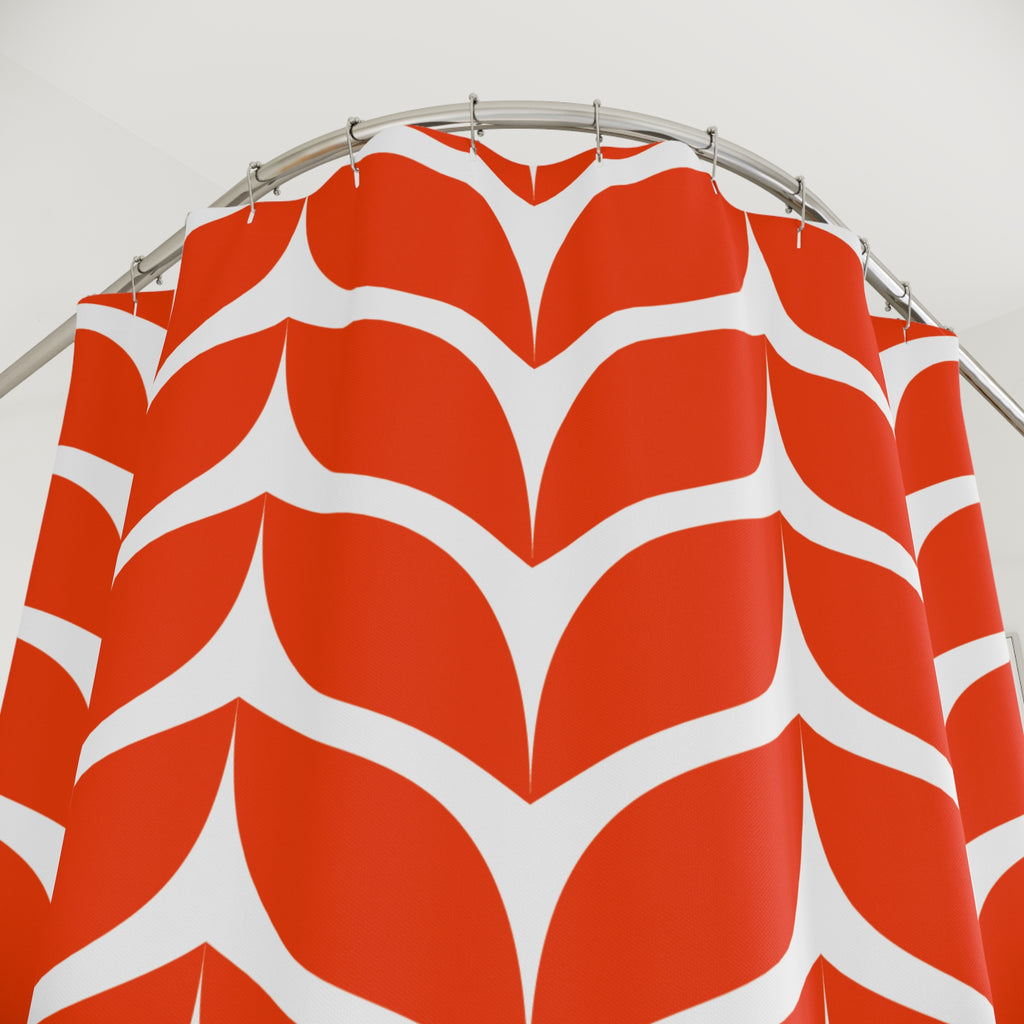 Red Whale Tails Pattern Shower Curtain