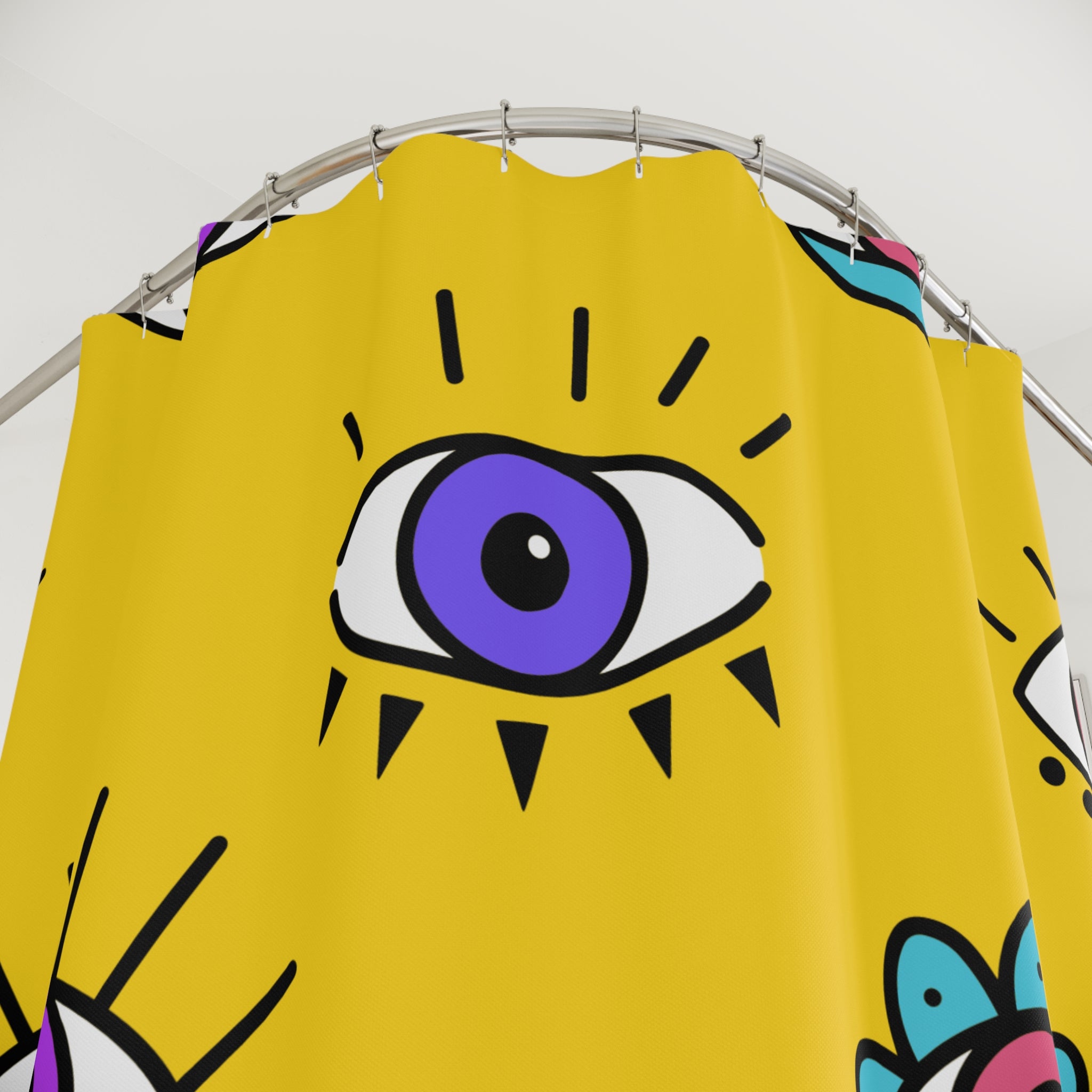 Vibrant Eye-Patterned Shower Curtain | Boho Bathroom Decor, Unique Gift, Colorful Home Accessory, Festival Vibe