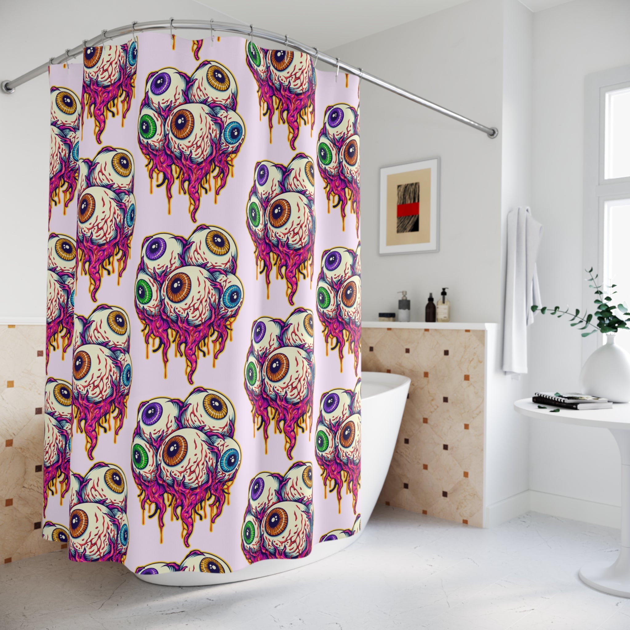 Quirky Eye-Catching Shower Curtain, Unique Bathroom Decor, Gothic Home Accessory, Fun Holiday Gift, Halloween Party Decoration