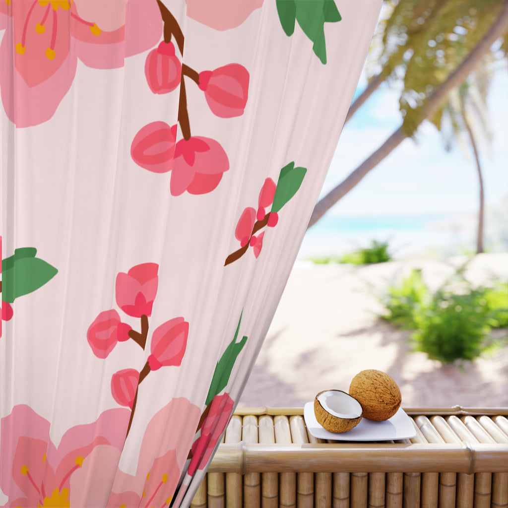 Plum Blossom Floral Blackout Window Curtain