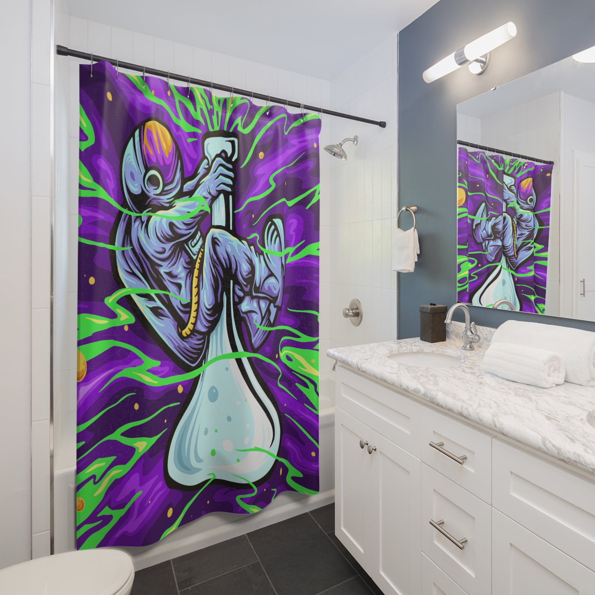 Astronaut Space-Themed Shower Curtain, Funky Bathroom Decor, Sci-Fi Gift for Space Lovers, Unique Shower Curtain Design, Colorful [...]