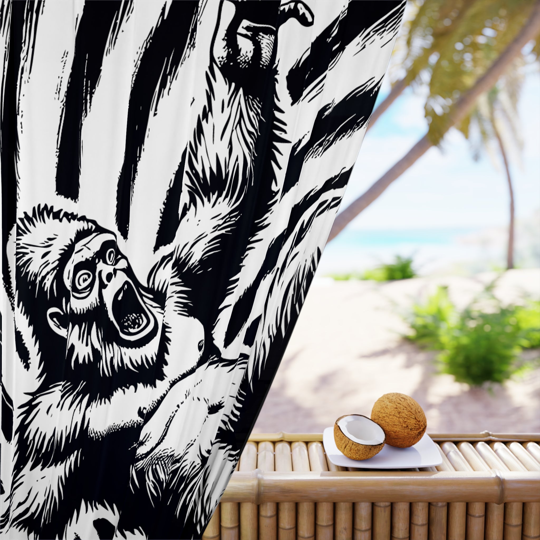 Whimsical Sasquatch Through Time Blackout Window Curtain