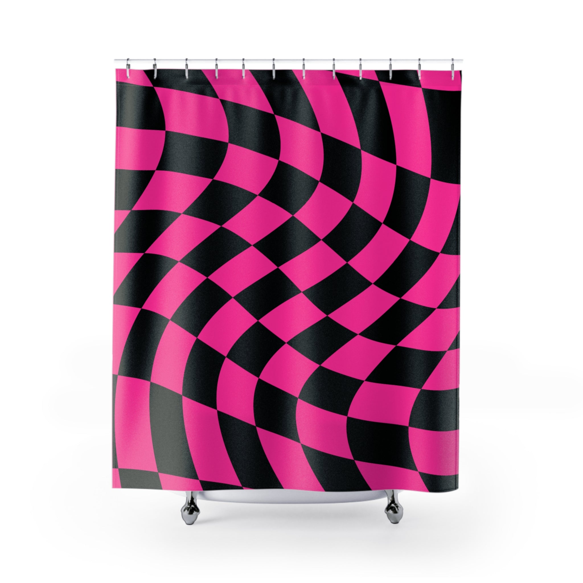 Checkered Warped in Time Shower Curtain