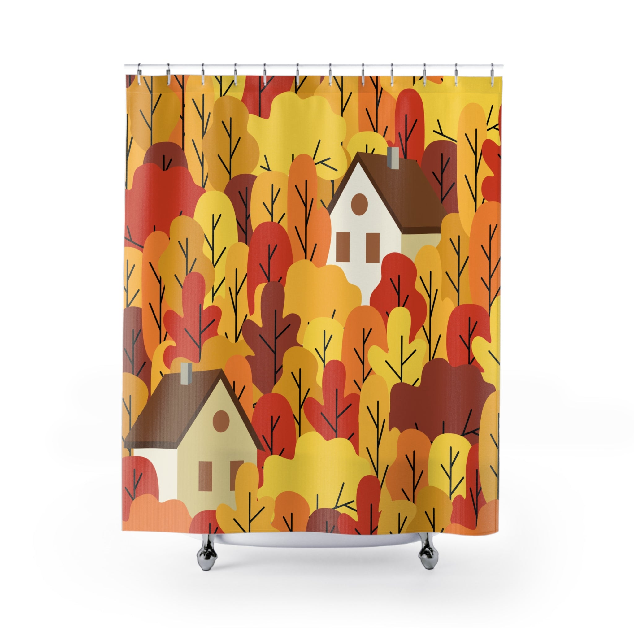Autumn Forest Shower Curtain, Cozy Bathroom Décor, Fall Home Accessory, Seasonal Shower Curtain, Nature-Inspired Design