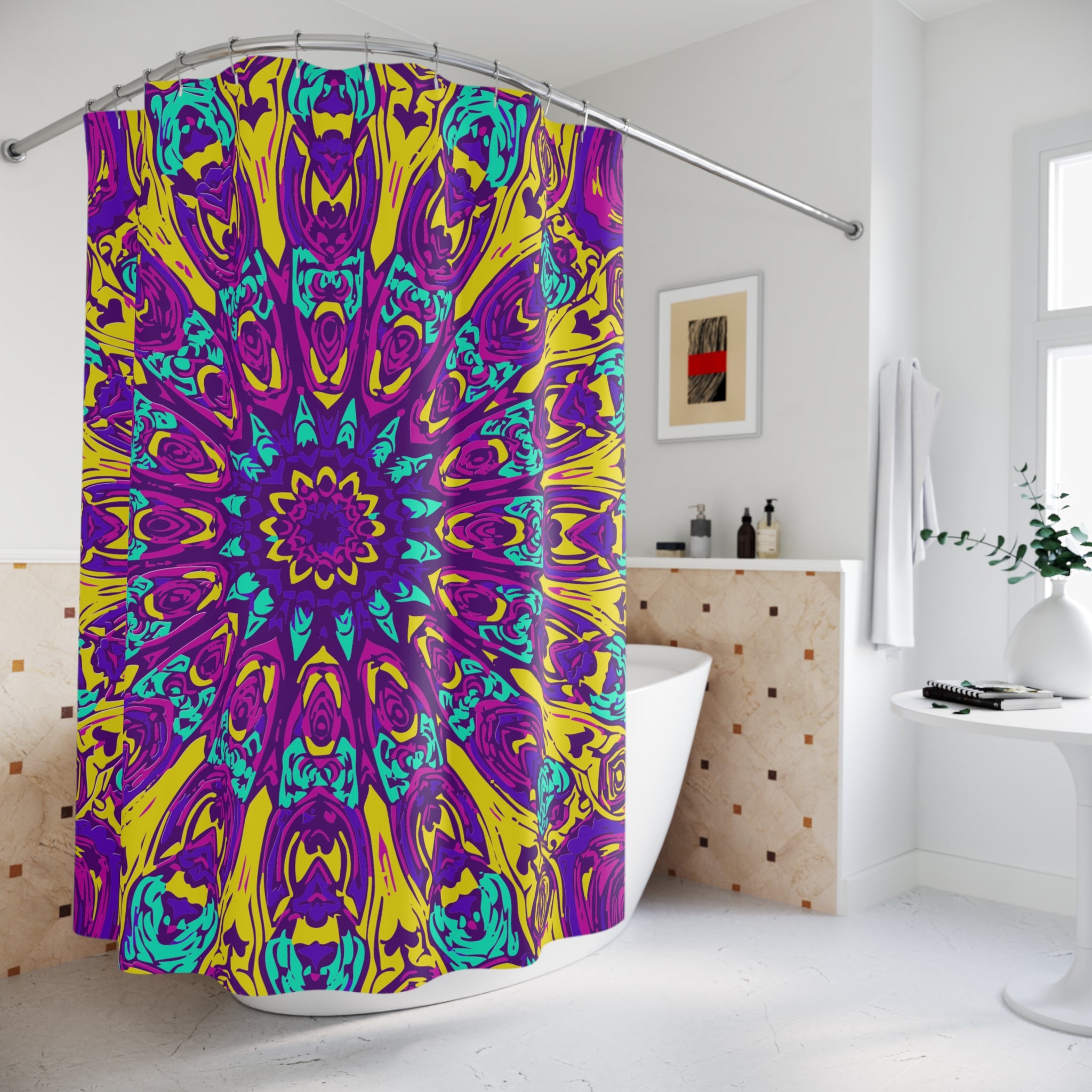 Pinkish Lifes Awakening Pattern Shower Curtain