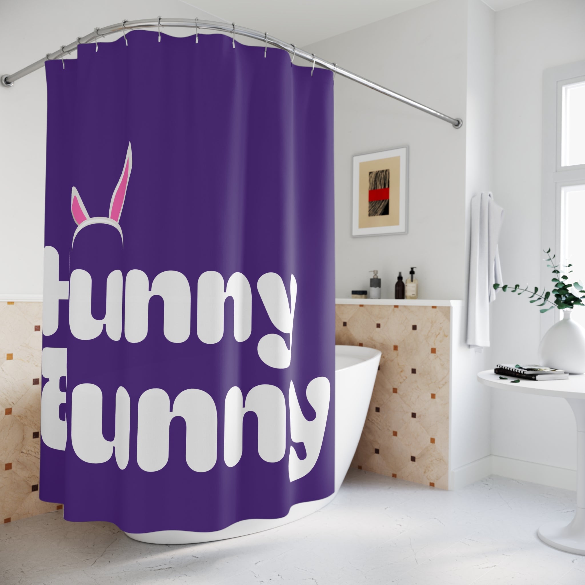 Whimsical Hunny Bunny Shower Curtain | Cute Bathroom Decor, Easter Gift, Fun Home Accessory, Unique Gift Idea, Holiday Decor