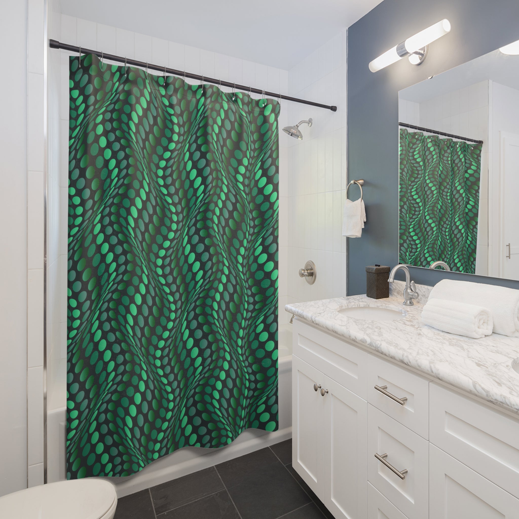 Iguana Wave Pattern Shower Curtain