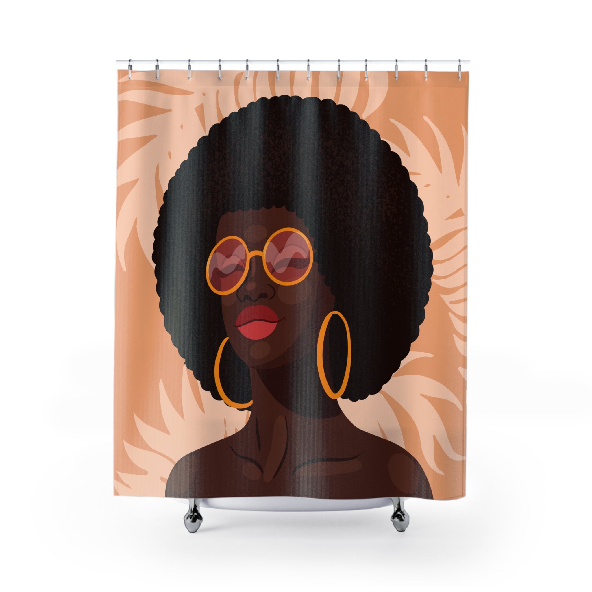 Chic Afro Art Shower Curtain, Bathroom Decor, Bohemian Style, Unique Gift, Modern Home Style, Elegant Bathroom Accessories