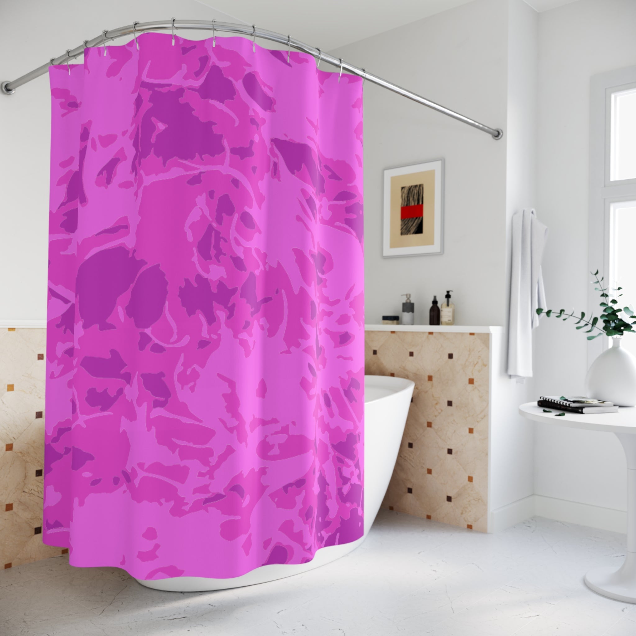 Vibrant Pink Stuff Texture Style Shower Curtain
