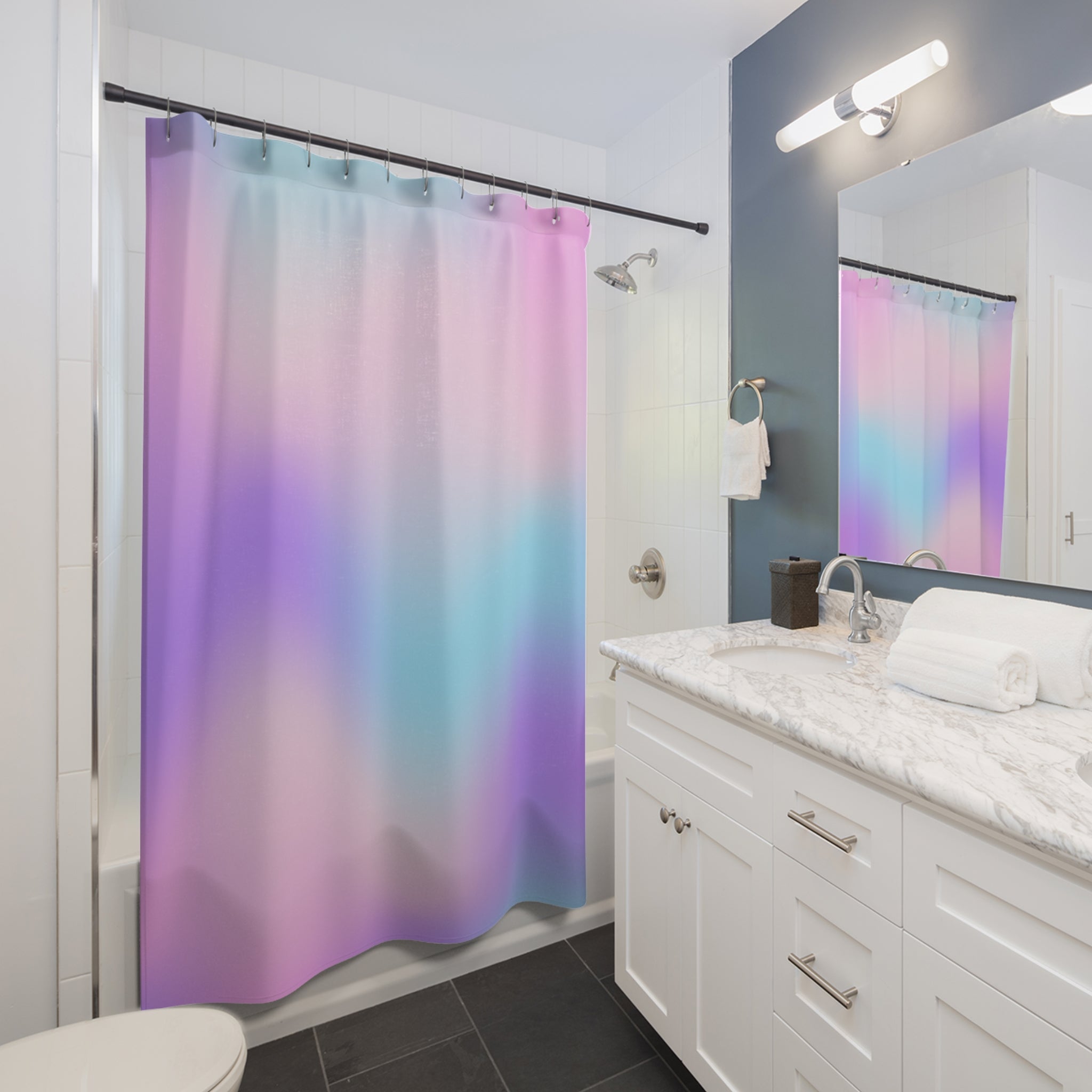 Mystical Gradient Aura Style Color Shower Curtain, Modern Bathroom Decor, Soft Pastel Colors, Home Spa Vibe, Unique Gift Idea, Stylish Bathroom Accessory