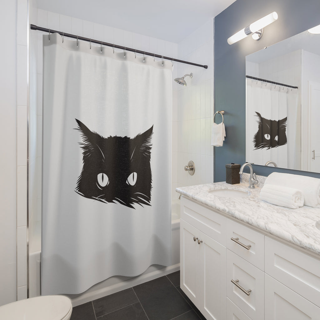 Black Cat Shower Curtain, Mysterious Bathroom Decor, Cat Lover Gift, Gothic Bathroom Accessory, Unique Home Accent