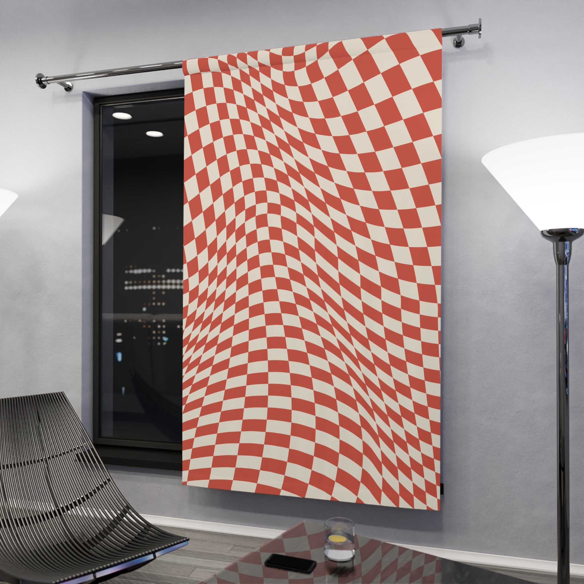 Checkerboard Sucker Vortex Blackout Window Curtain