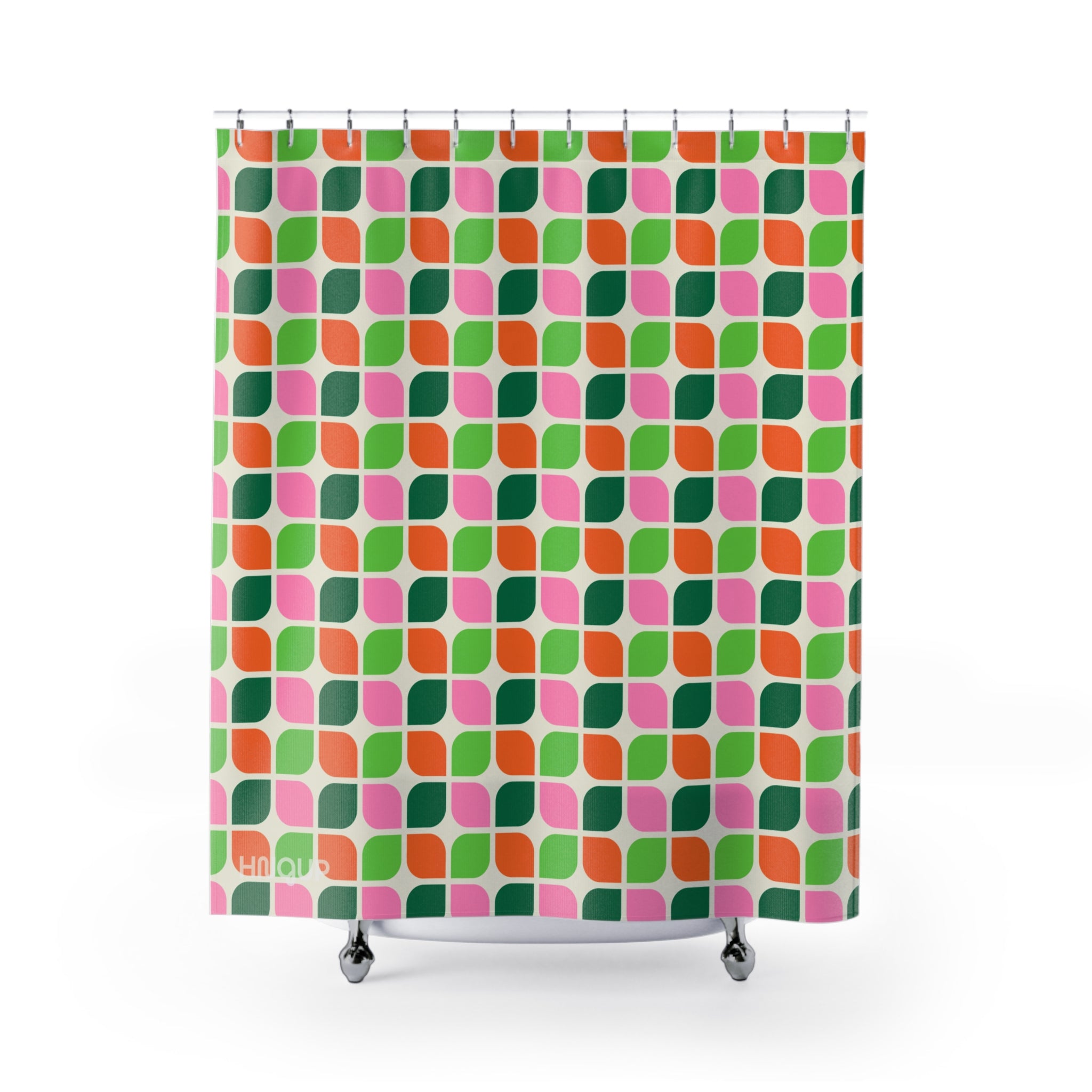 Retro Geometric Shower Curtain - Fun Bathroom Decor, Vintage Style, Colorful Home Accents, Ideal Gift for Housewarming and Holidays