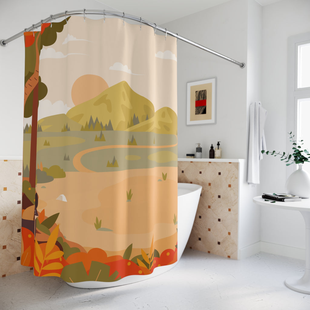 Nature-Inspired Shower Curtain, Scenic Bathroom Decor, Eco-Friendly Bathroom, Boho Shower Curtain, Wildlife Home Decor, Seasonal Aesthetic