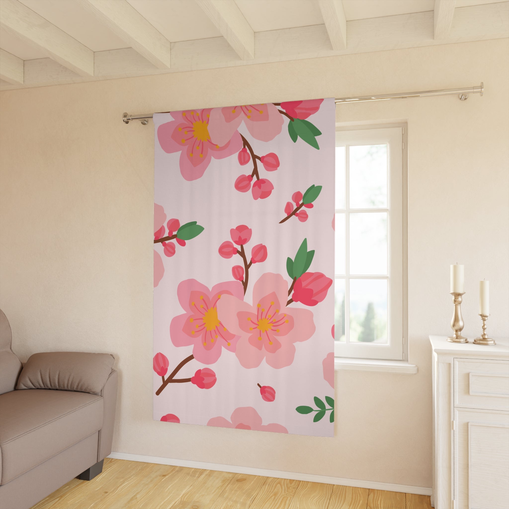 Plum Blossom Floral Blackout Window Curtain
