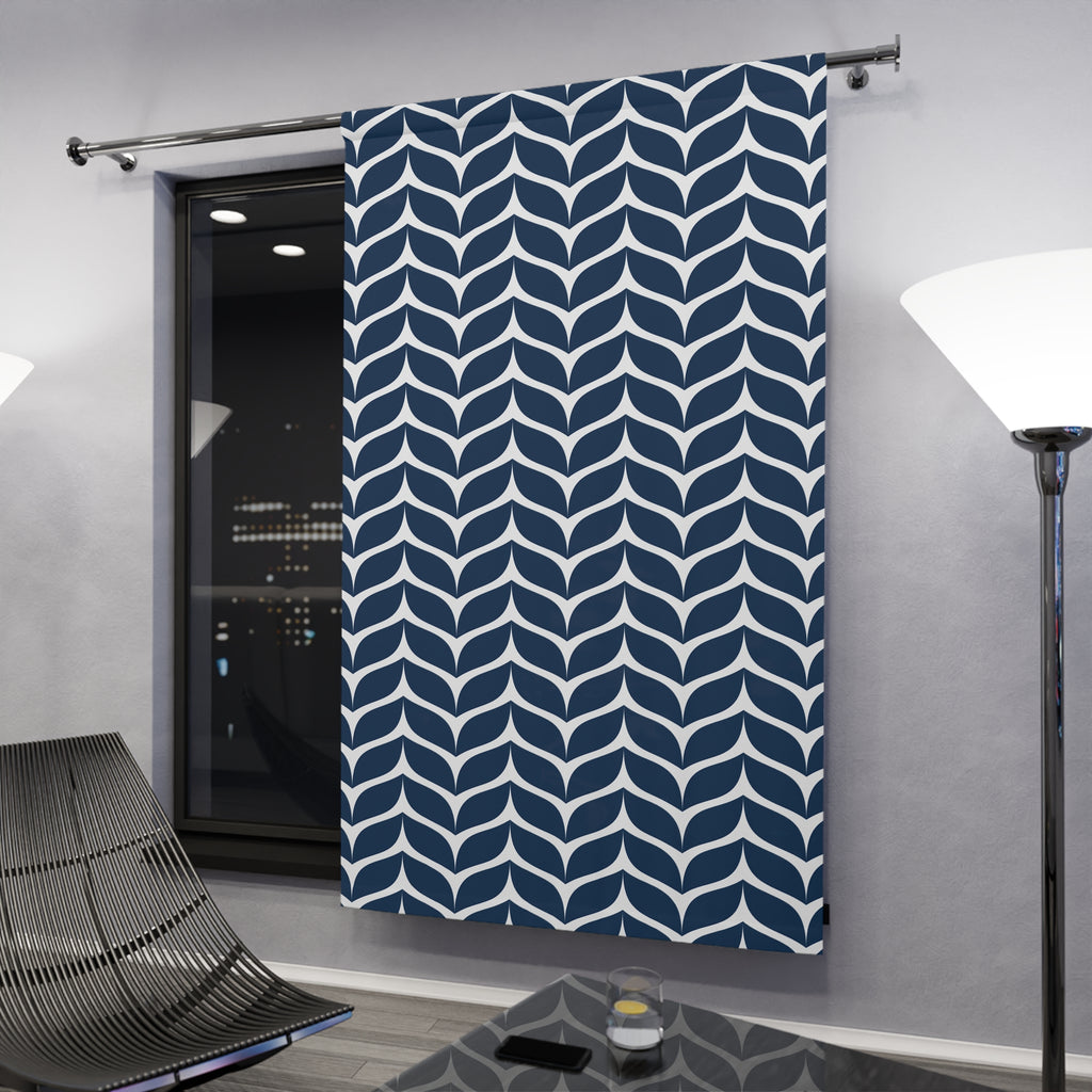 Blue Whale Tails Pattern Blackout Window Curtain