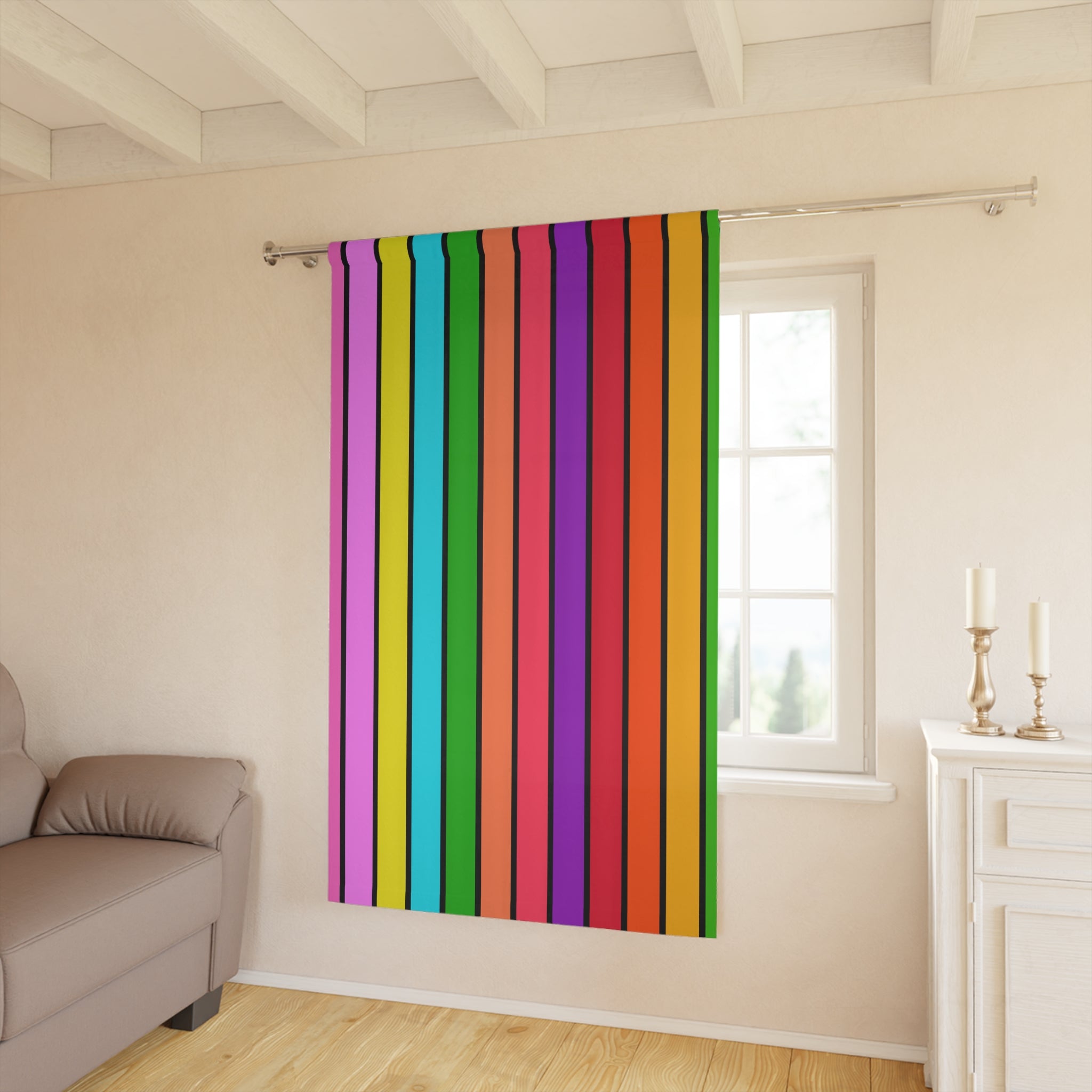 Striped Rainbowish Pattern Blackout Window Curtain
