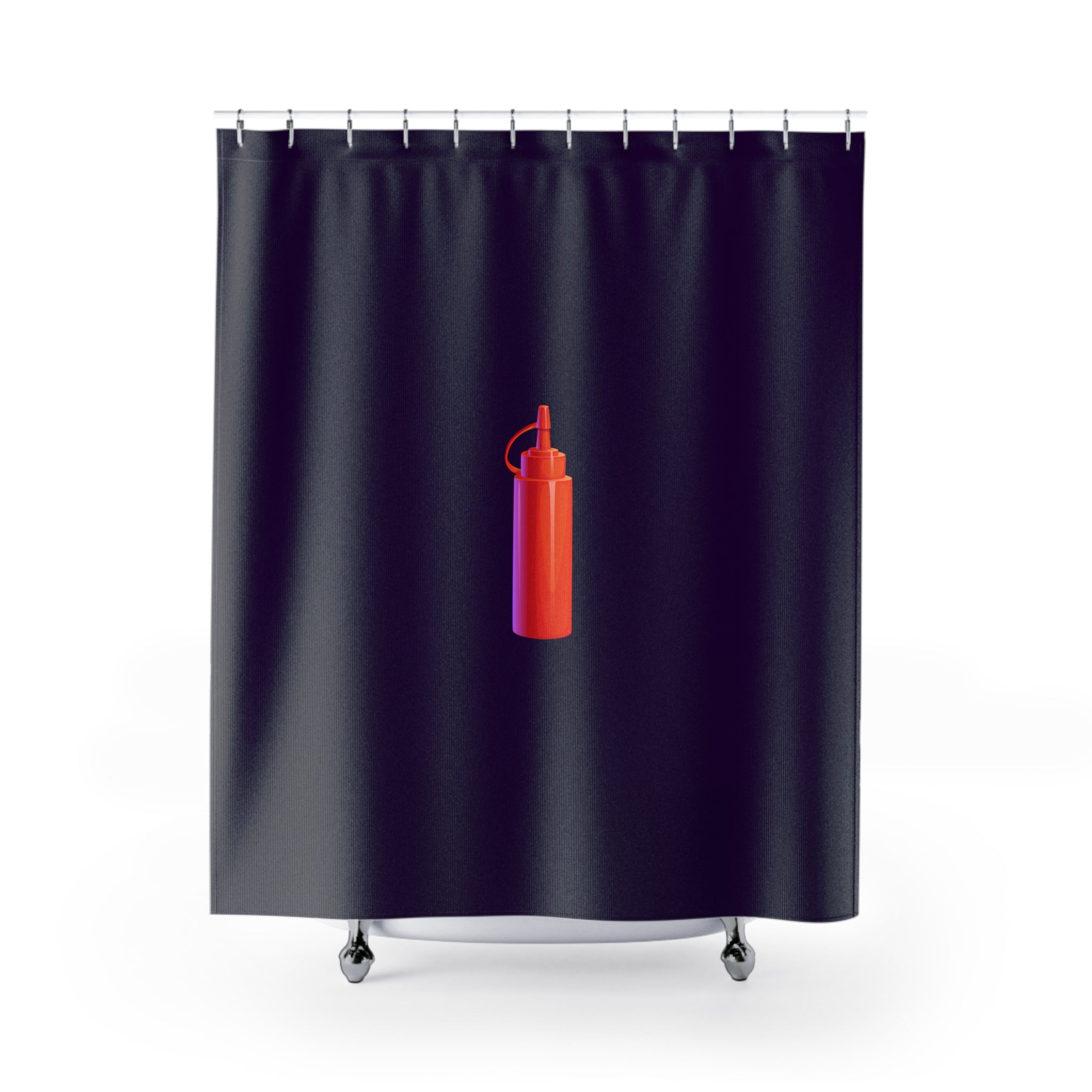 Single Like a Ketchup Bottle Shower Curtain – Quirky Bathroom Decor, Fun Gift for Foodies, Unique Shower Accessories, Colorful Home Decor