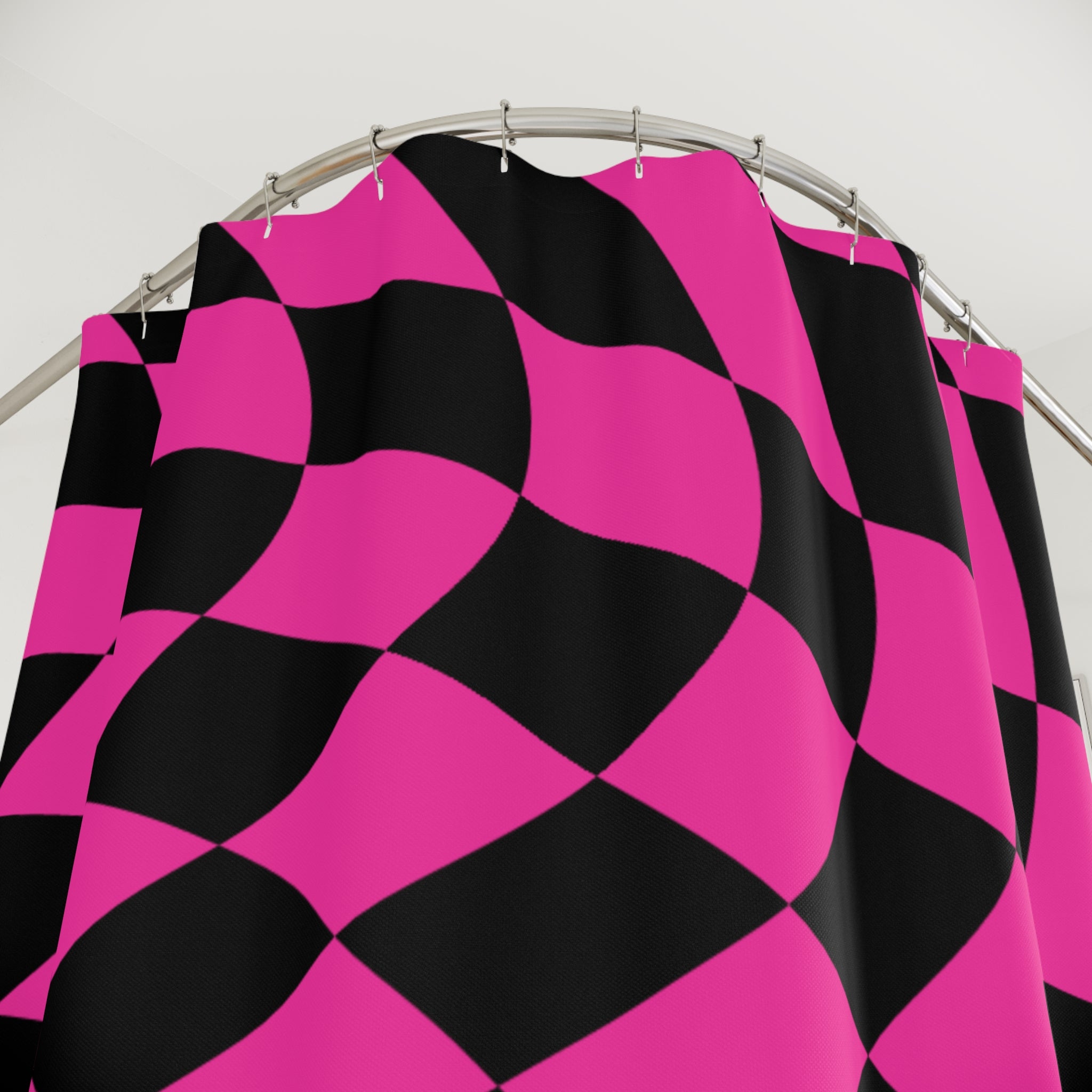 Checkered Warped in Time Shower Curtain