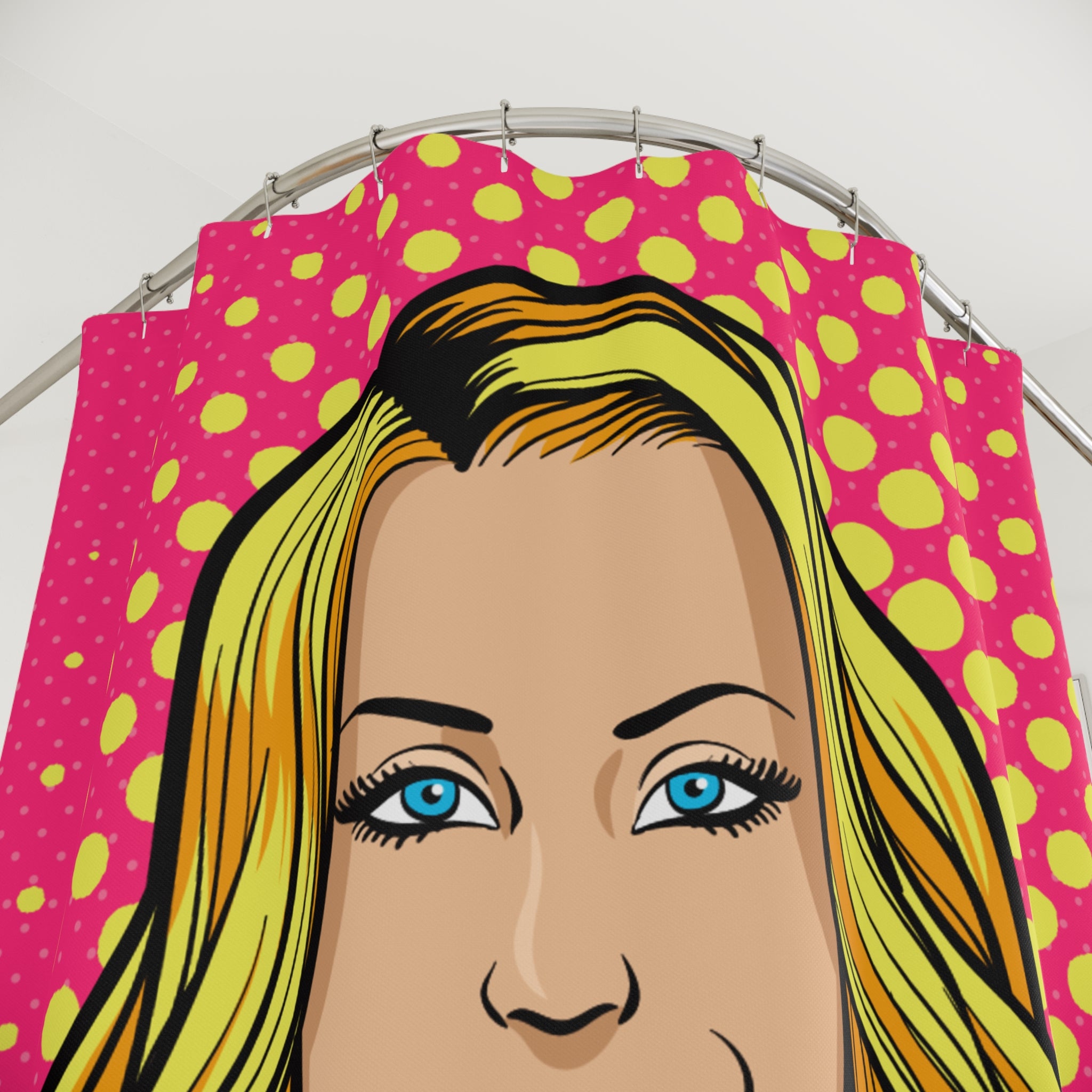Colorful Pop Art Shower Curtain with Chic Design, Bathroom Decor, Retro Vibe, Gift for Home, Fun Interior Style, Modern Art