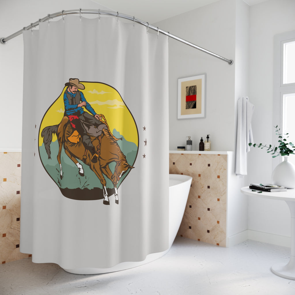 Cowboy Shower Curtain, Western Bathroom Decor, Rodeo Shower Curtain, Rustic Home Accessories, Equestrian Gifts, Horse Lover Decor