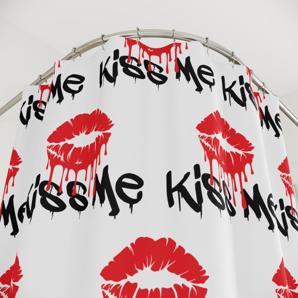 Bold Kiss Me Patterned Lips Shower Curtain