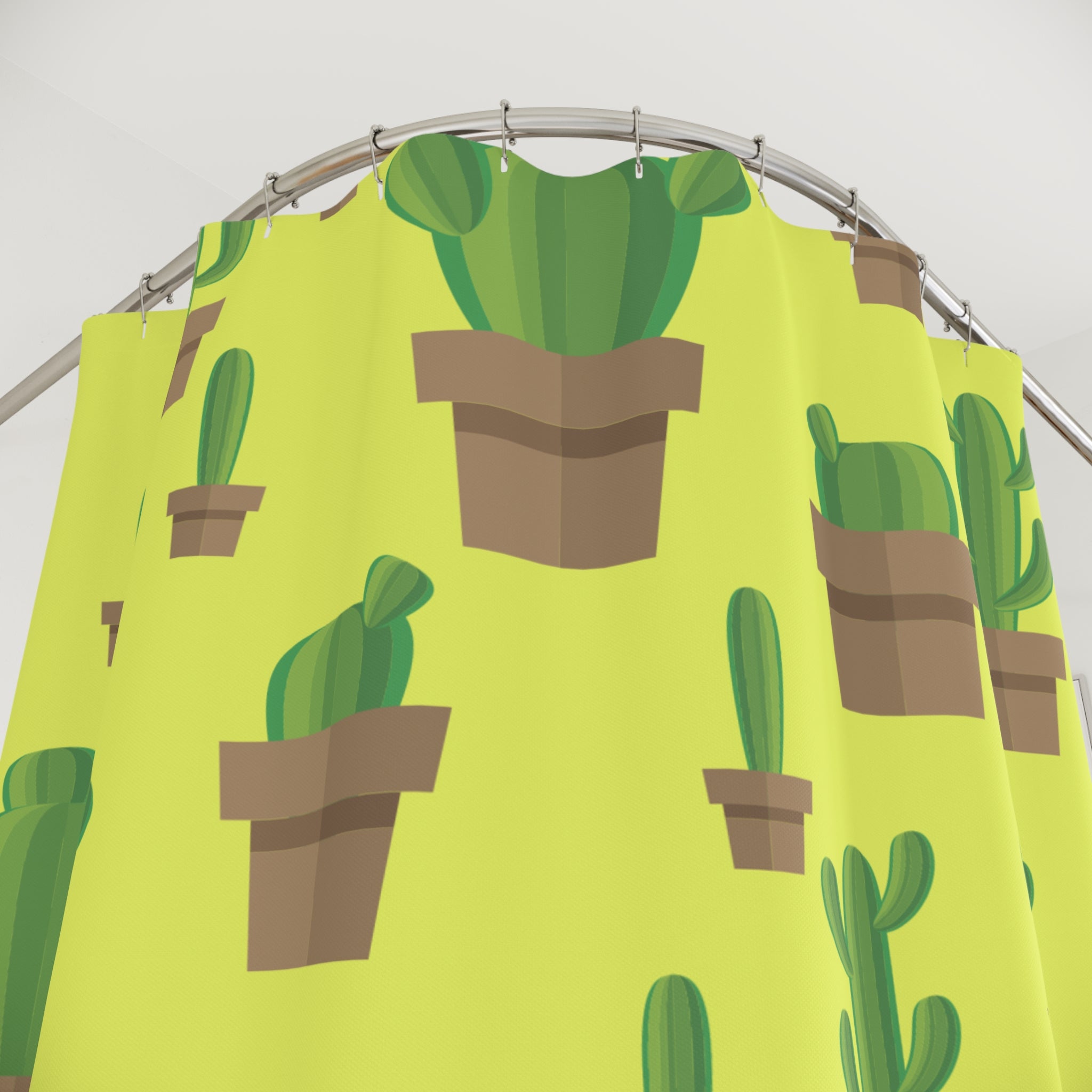 Cactusish Bright Yellow Shower Curtain