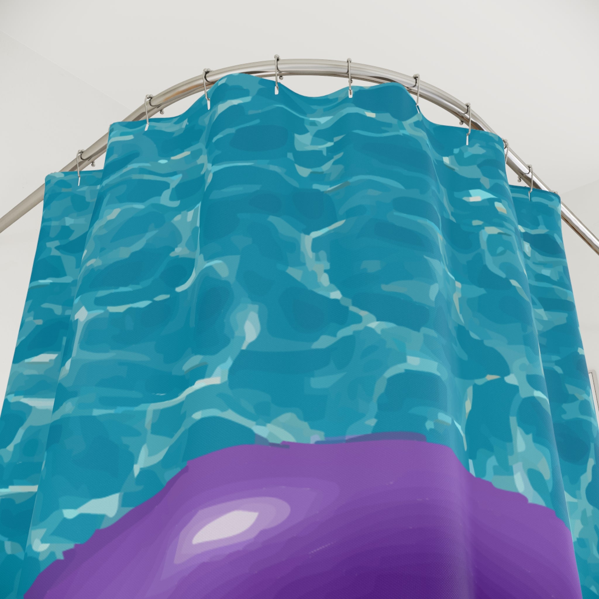 Poolside Purple Floaty Design Shower Curtain